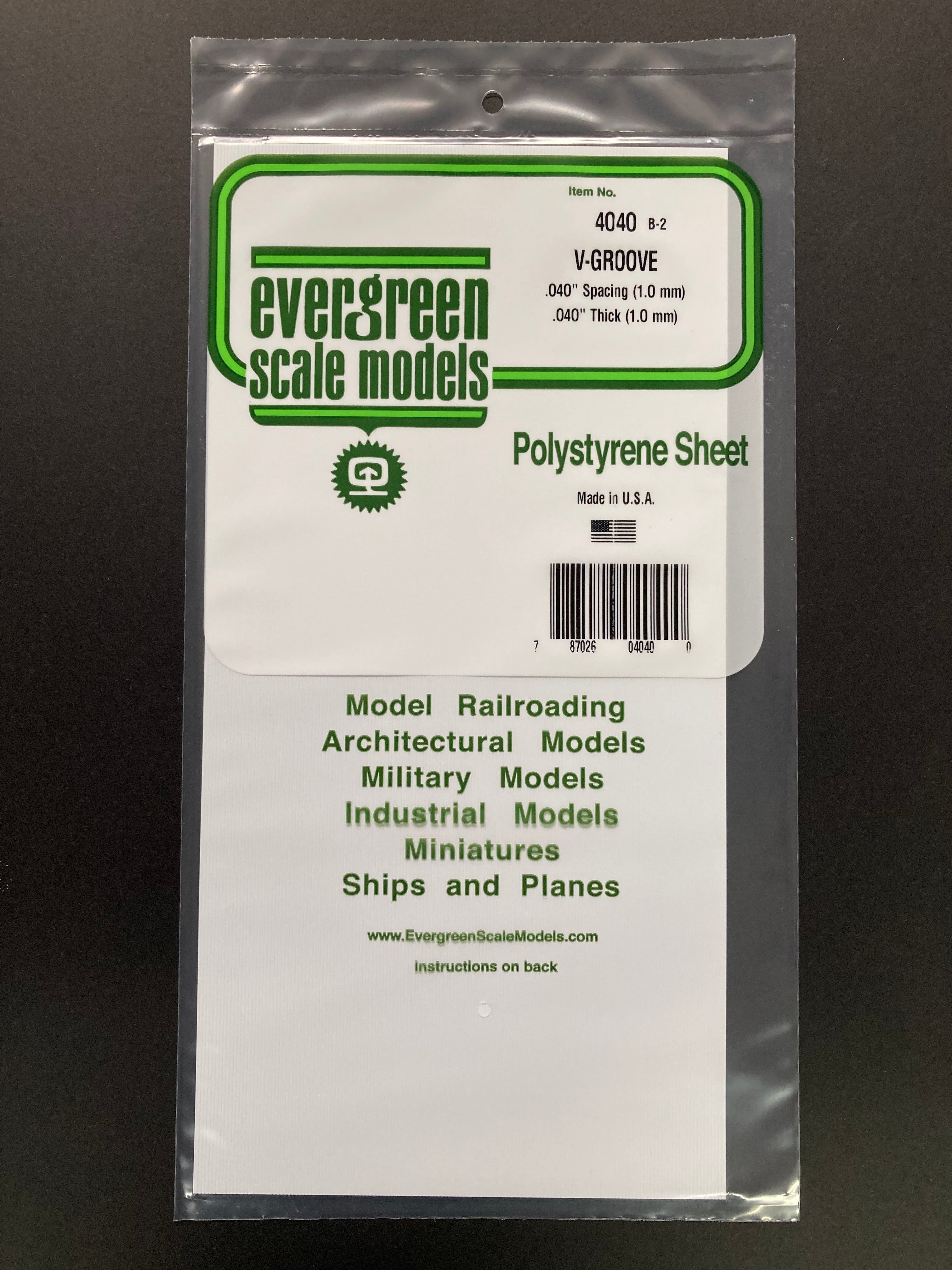 1.0 mm Spacing Opaque White Polystyrene V Groove Siding Sheet (1 Piece) Item No: 4040