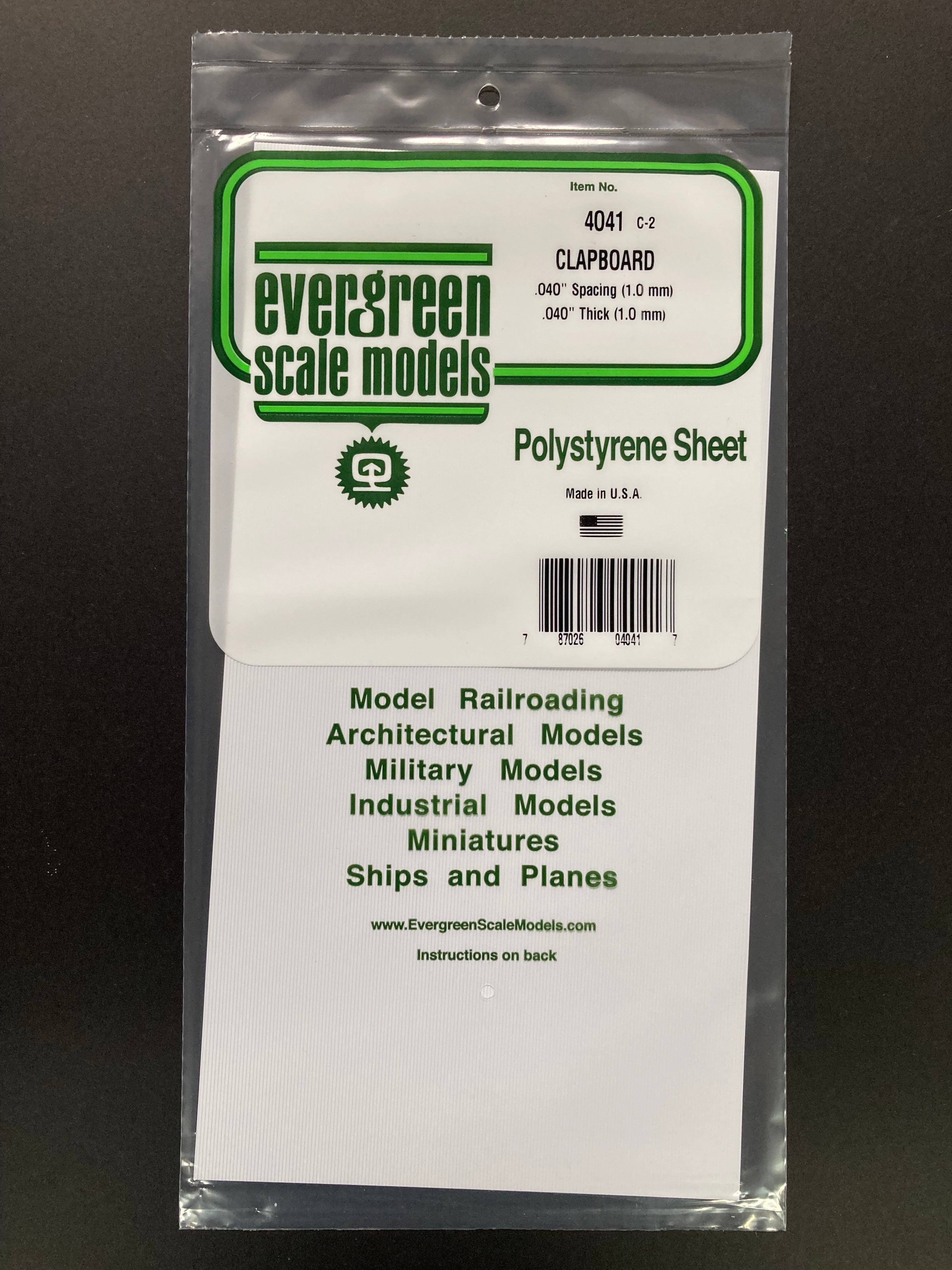 1.0 mm Spacing Opaque White Polystyrene Clapboard Siding Sheet (1 Piece) Item No: 4041