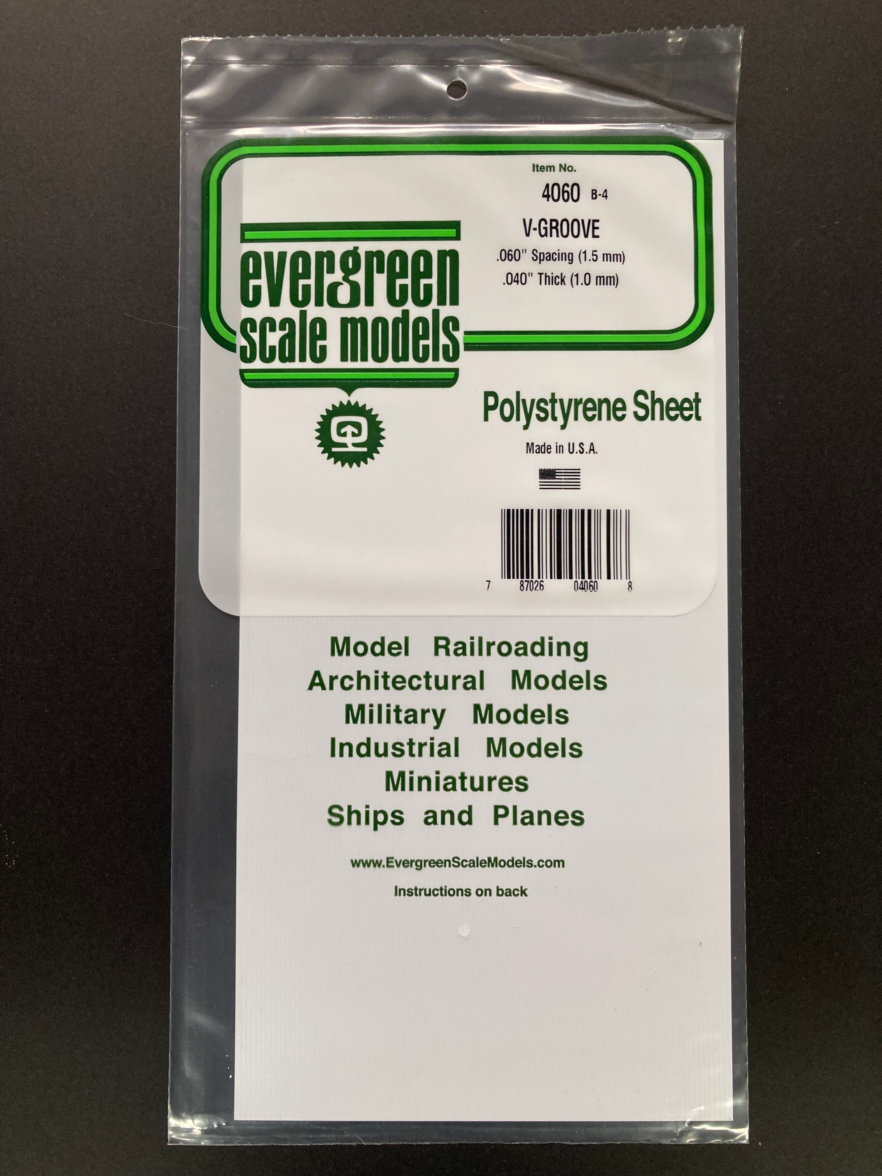 1.5 mm Spacing Opaque White Polystyrene V Groove Siding Sheet (1 Piece) Item No: 4060