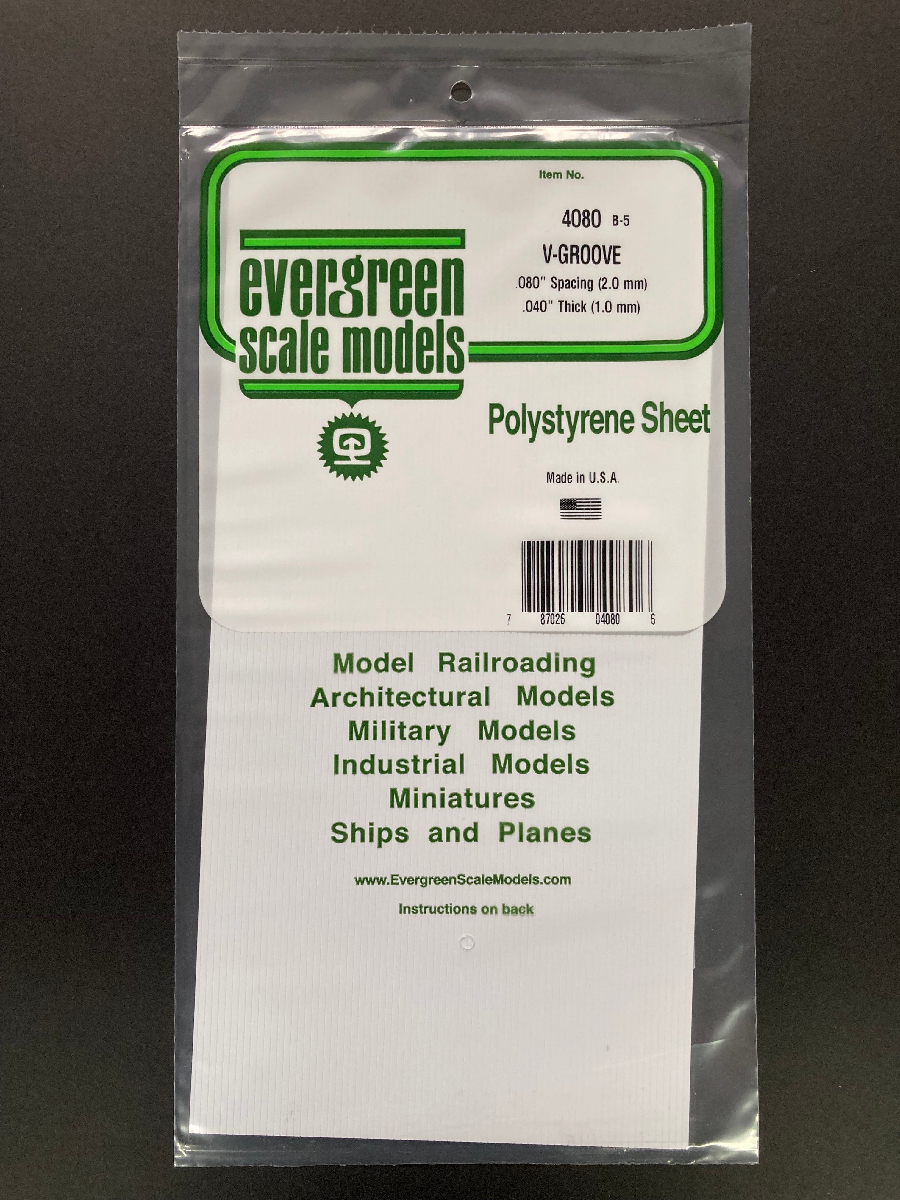 2.0 mm Spacing Opaque White Polystyrene V Groove Siding Sheet (1 Piece) Item No: 4080