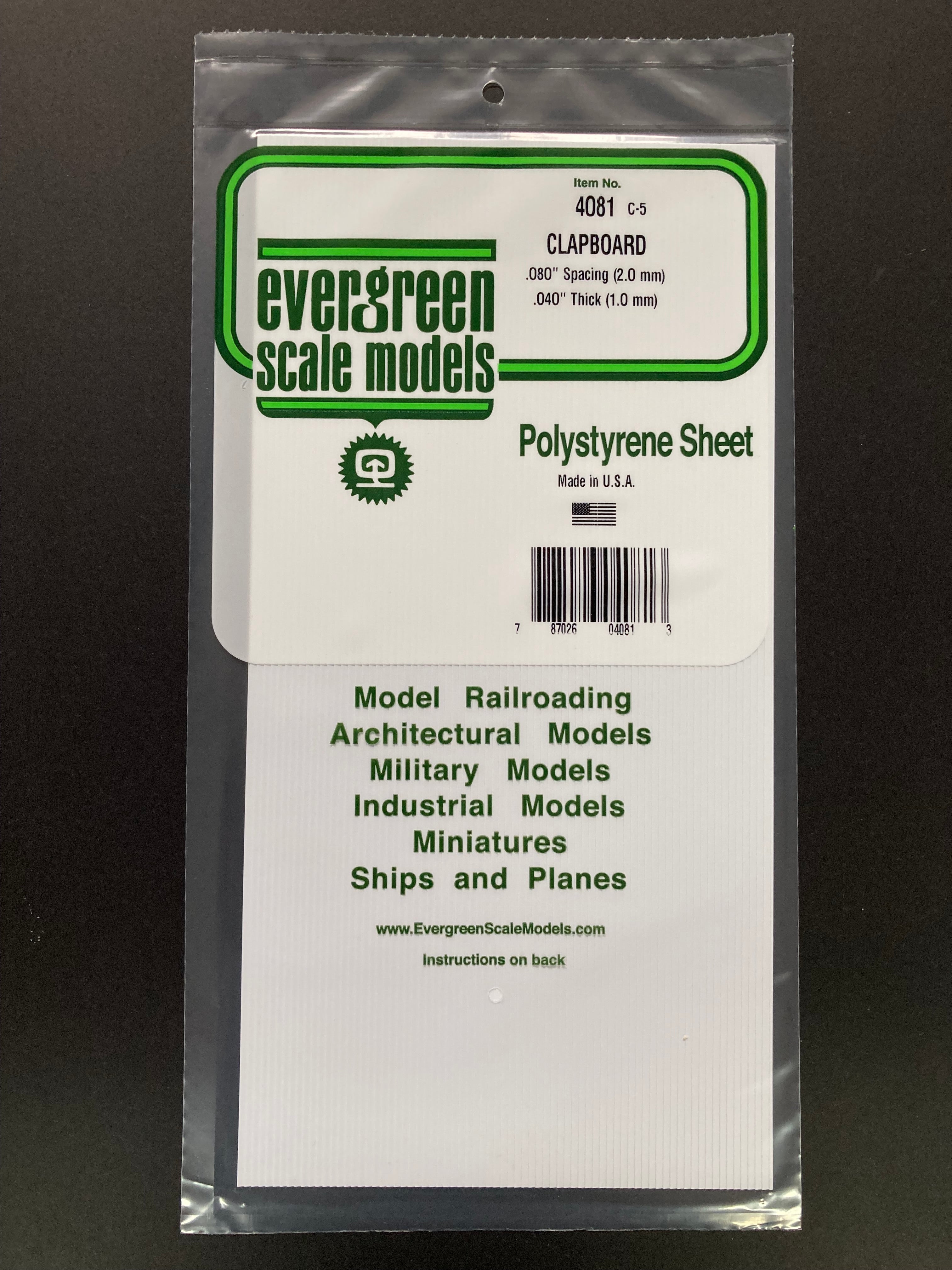 2.0 mm Spacing Opaque White Polystyrene Clapboard Siding Sheet (1 Piece) Item No: 4081