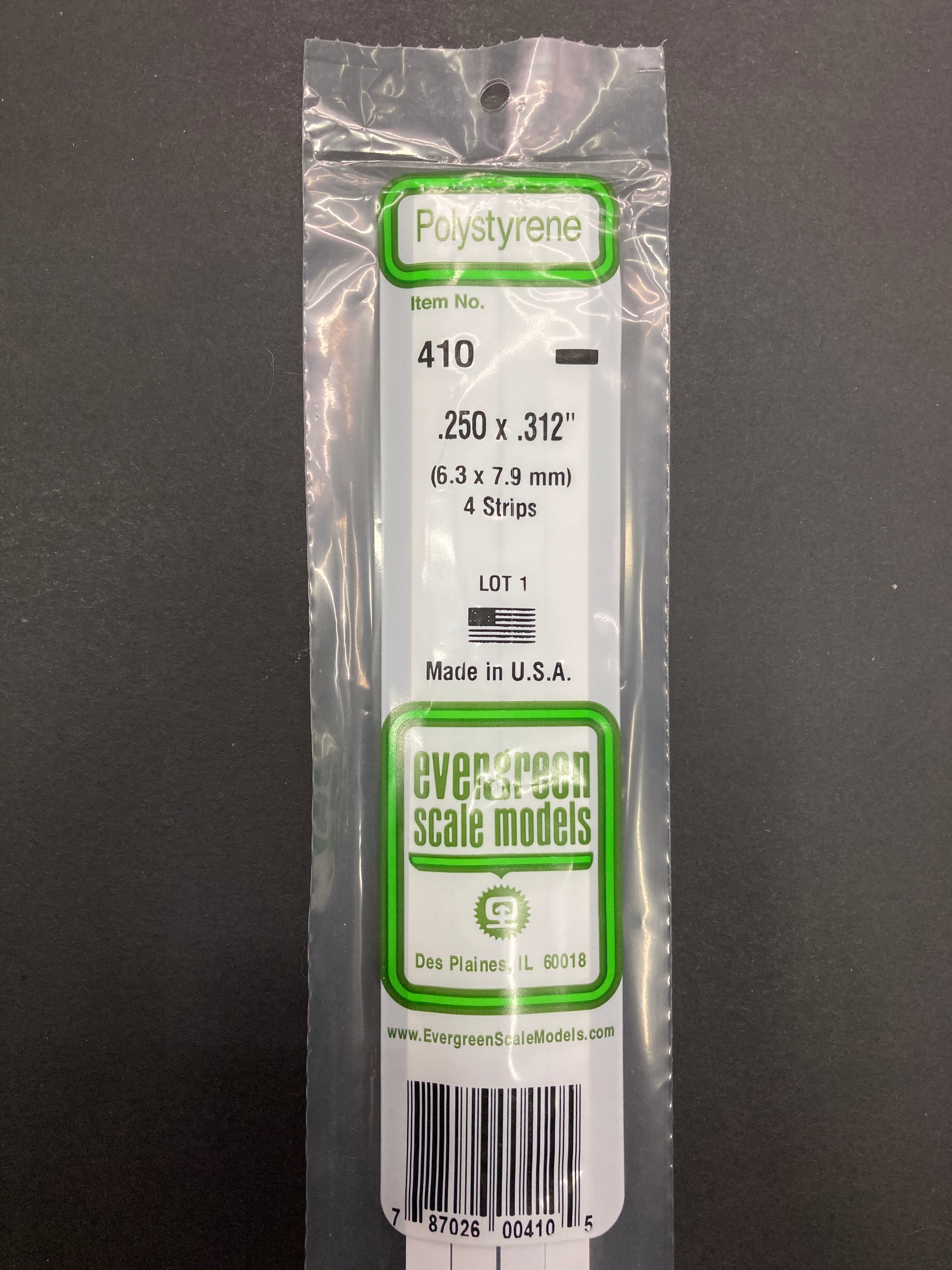 6.3 x 7.9 mm Opaque White Dimensional Polystyrene Strips (4 Strips) Item No: 410