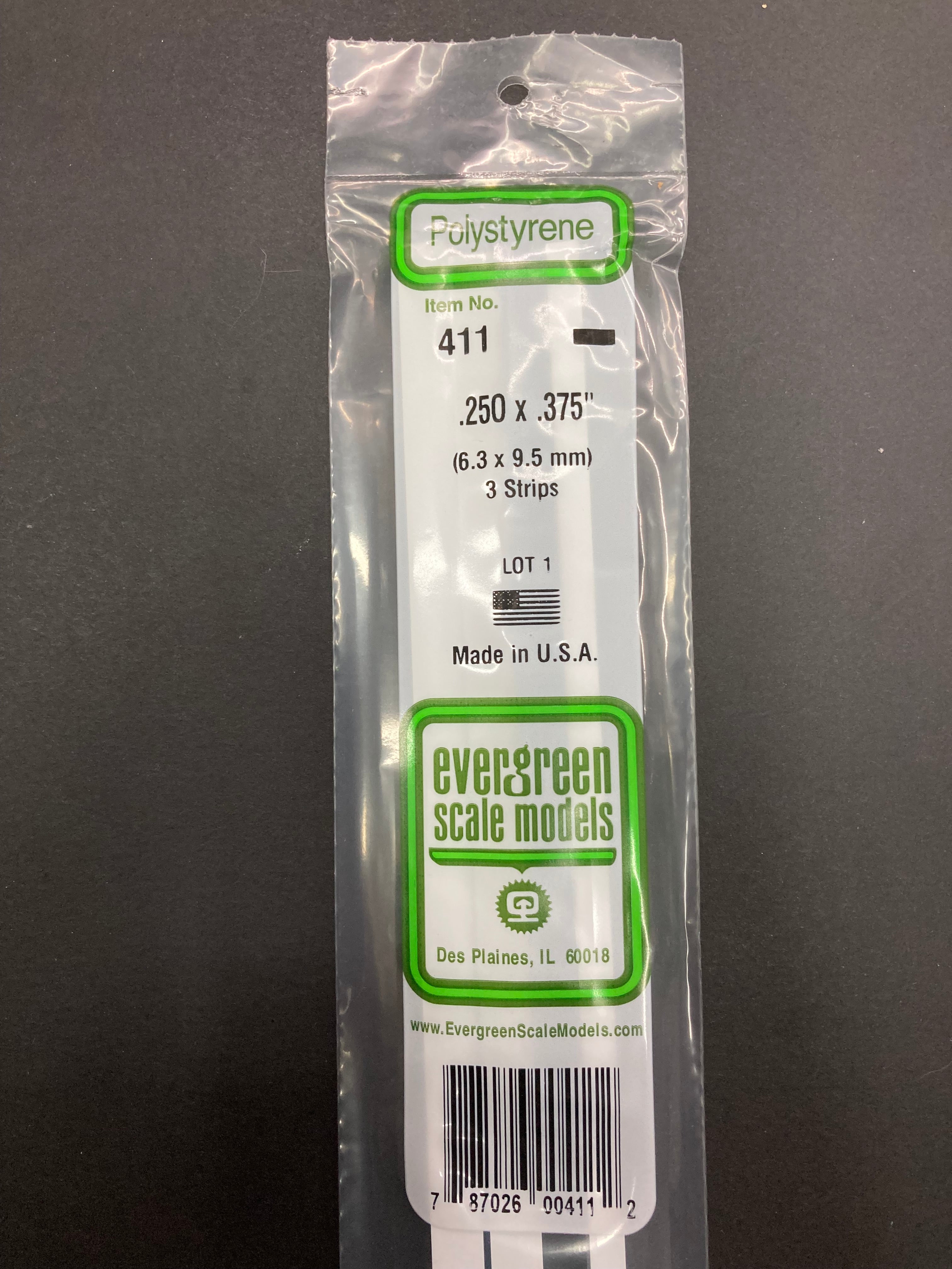 6.3 x 9.5 mm Opaque White Dimensional Polystyrene Strips (3 Strips) Item No: 411