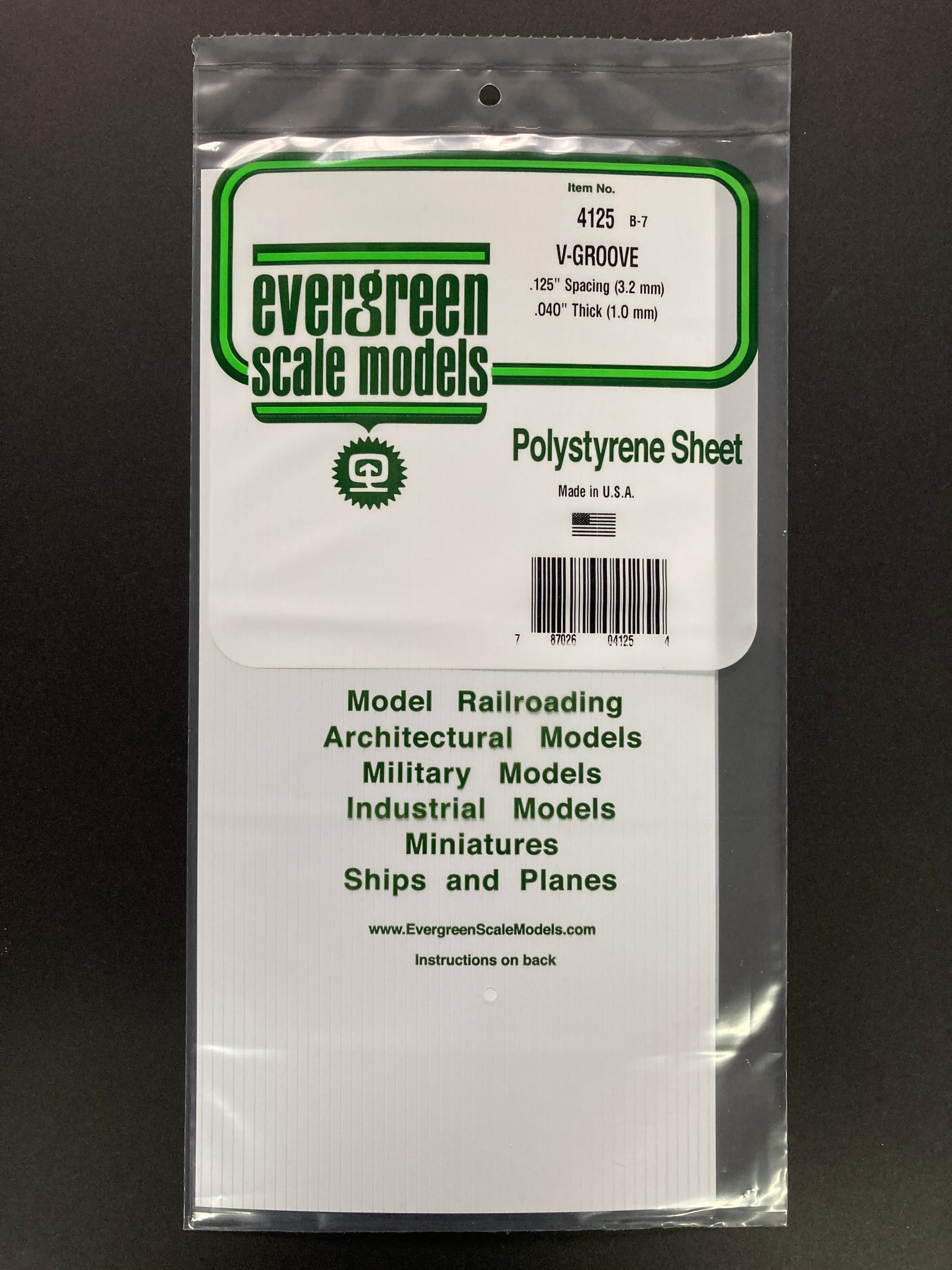 3.2 mm Spacing Opaque White Polystyrene V Groove Siding Sheet (1 Piece) Item No: 4125