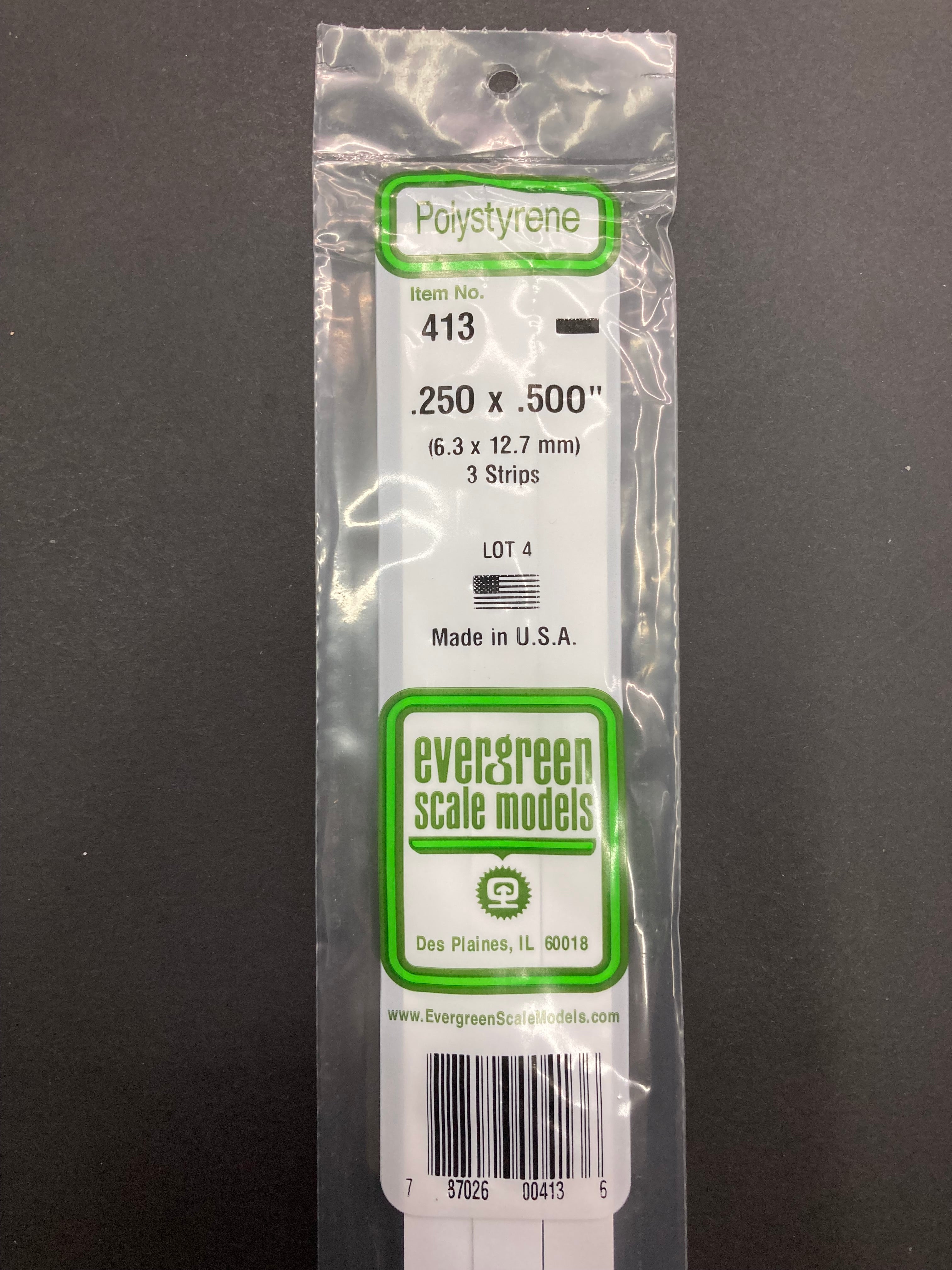 6.3 x 12.7 mm Opaque White Dimensional Polystyrene Strips (3 Strips) Item No: 413