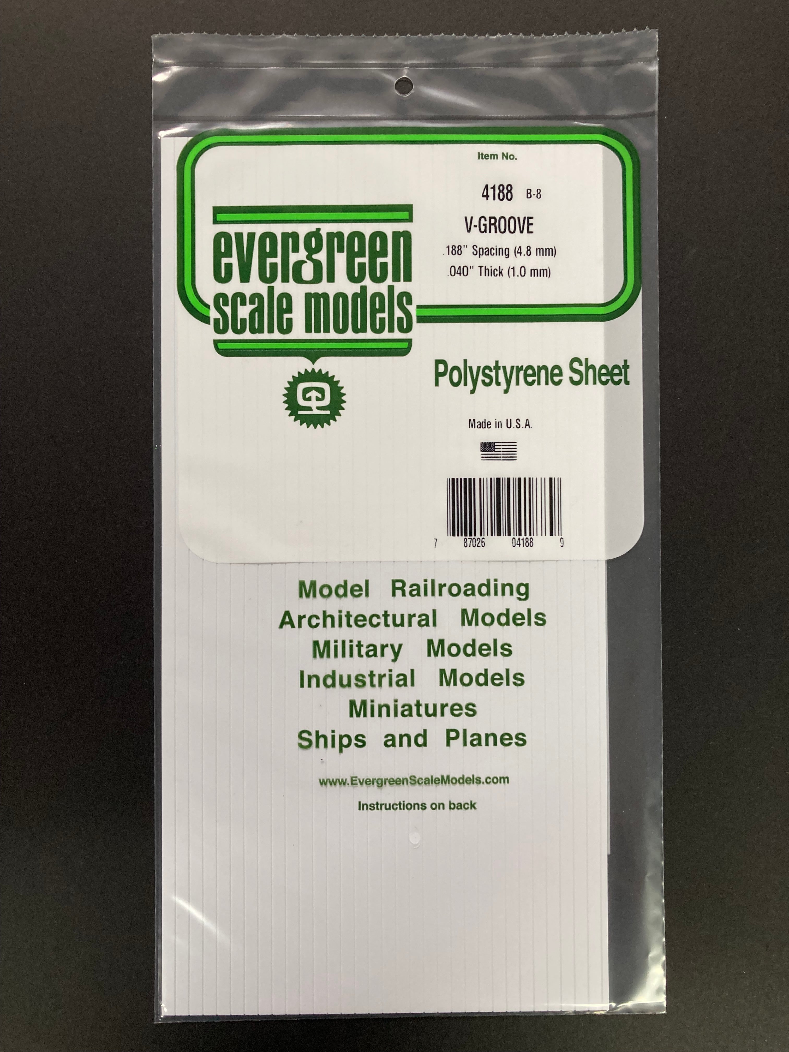 4.8 mm Spacing Opaque White Polystyrene V Groove Siding Sheet (1 Piece) Item No: 4188