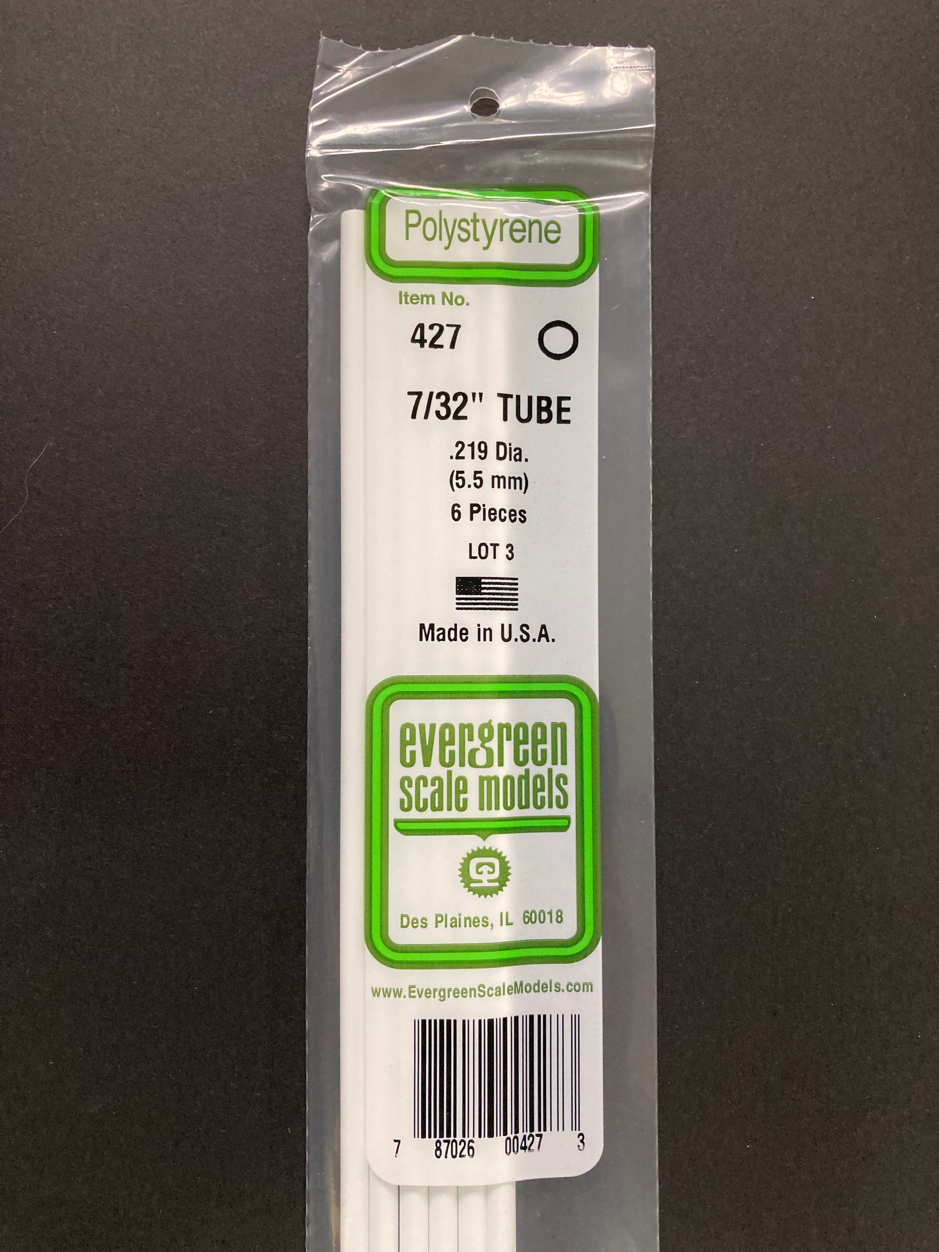 5.5 mm O.D. Opaque White Polystyrene Round Tubing (6 Pieces) Item No: 427