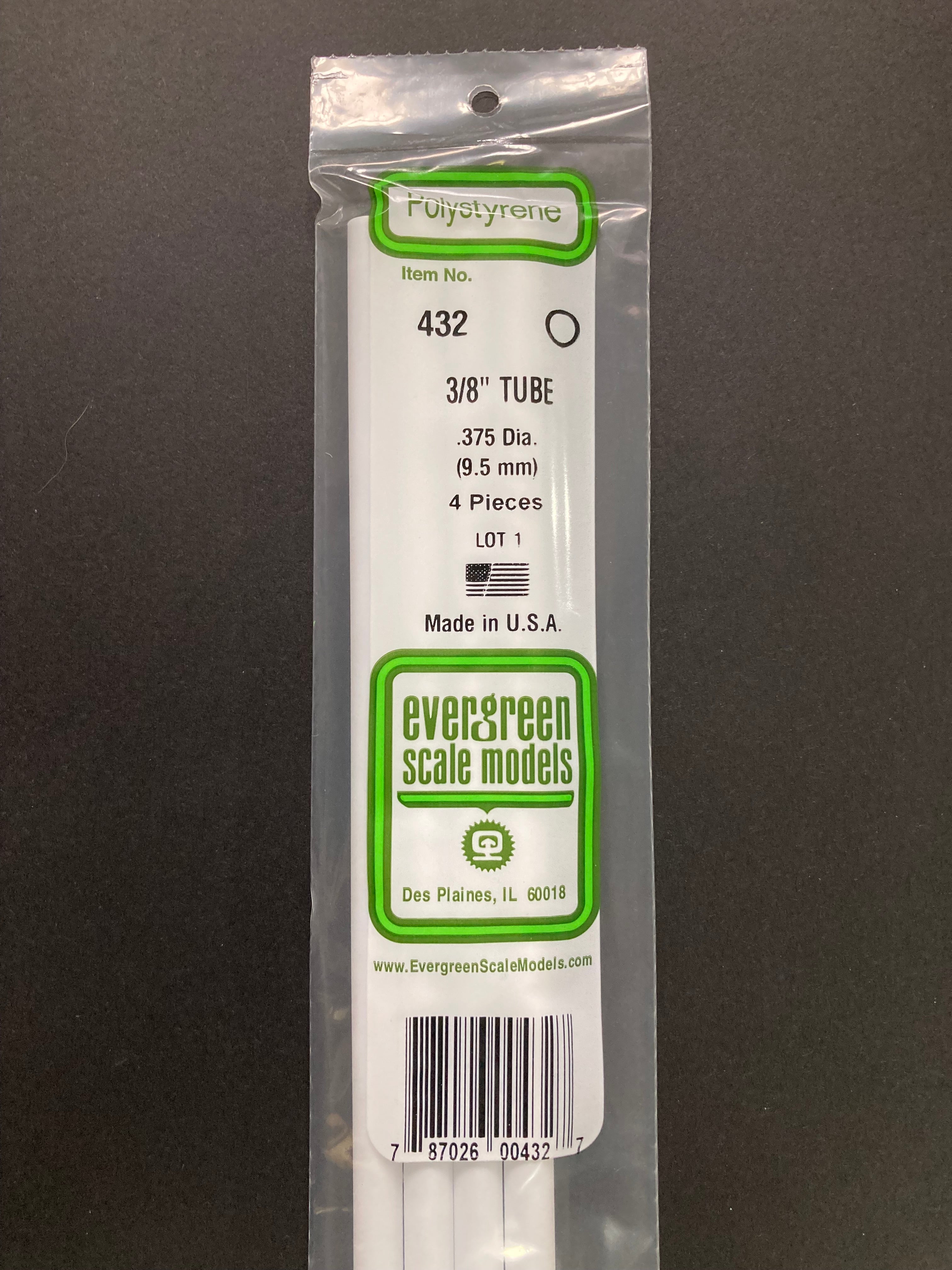 9.5 mm O.D. Opaque White Polystyrene Round Tubing (4 Pieces) Item No: 432