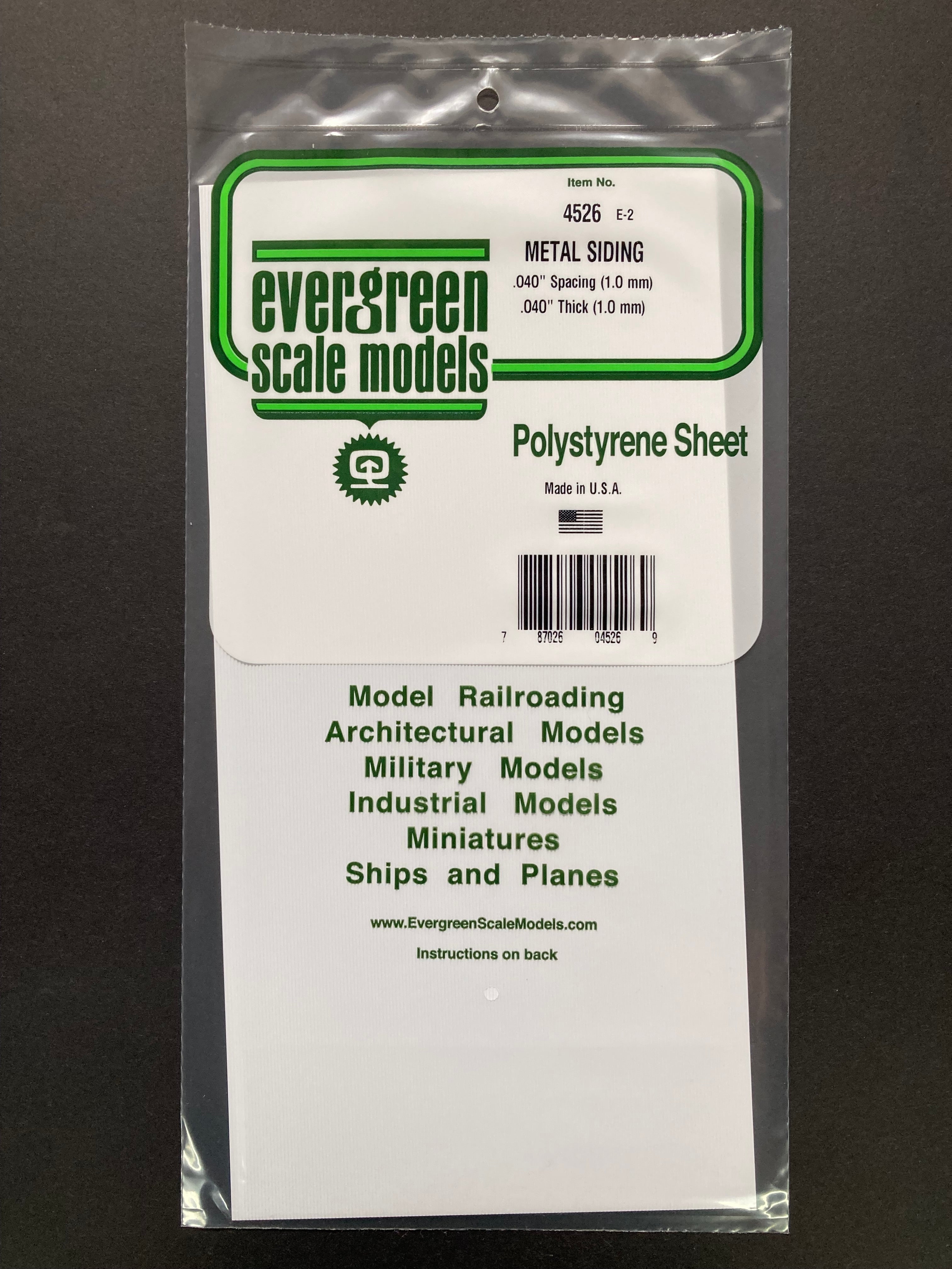 1.0 mm Spacing Opaque White Polystyrene Corrugated Metal Siding Sheet (1 Piece) Item No: 4526