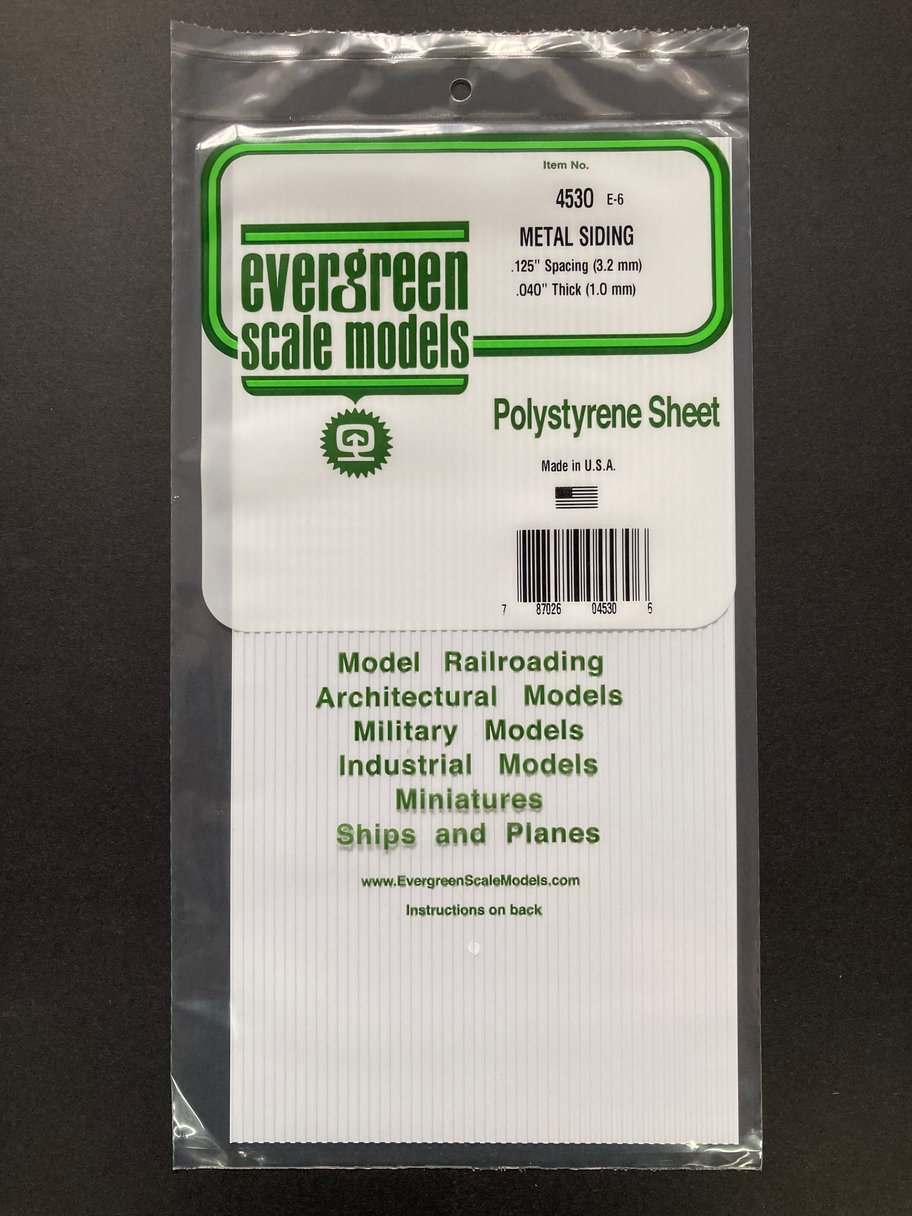 3.2 mm Spacing Opaque White Polystyrene Corrugated Metal Siding Sheet (1 Piece) Item No: 4530