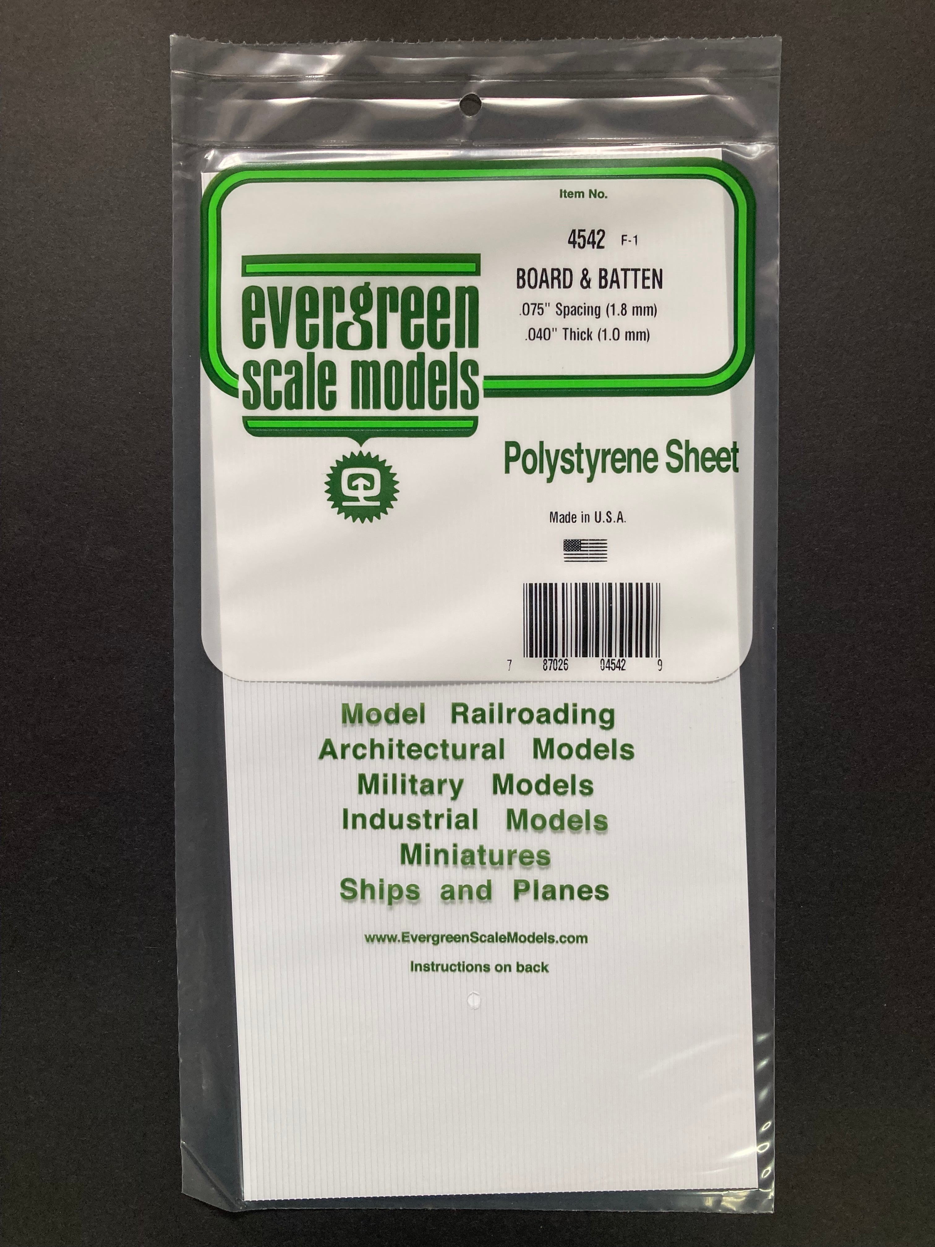 1.8 mm Spacing Opaque White Polystyrene Board & Batten Siding Sheet (1 Piece) Item No: 4542