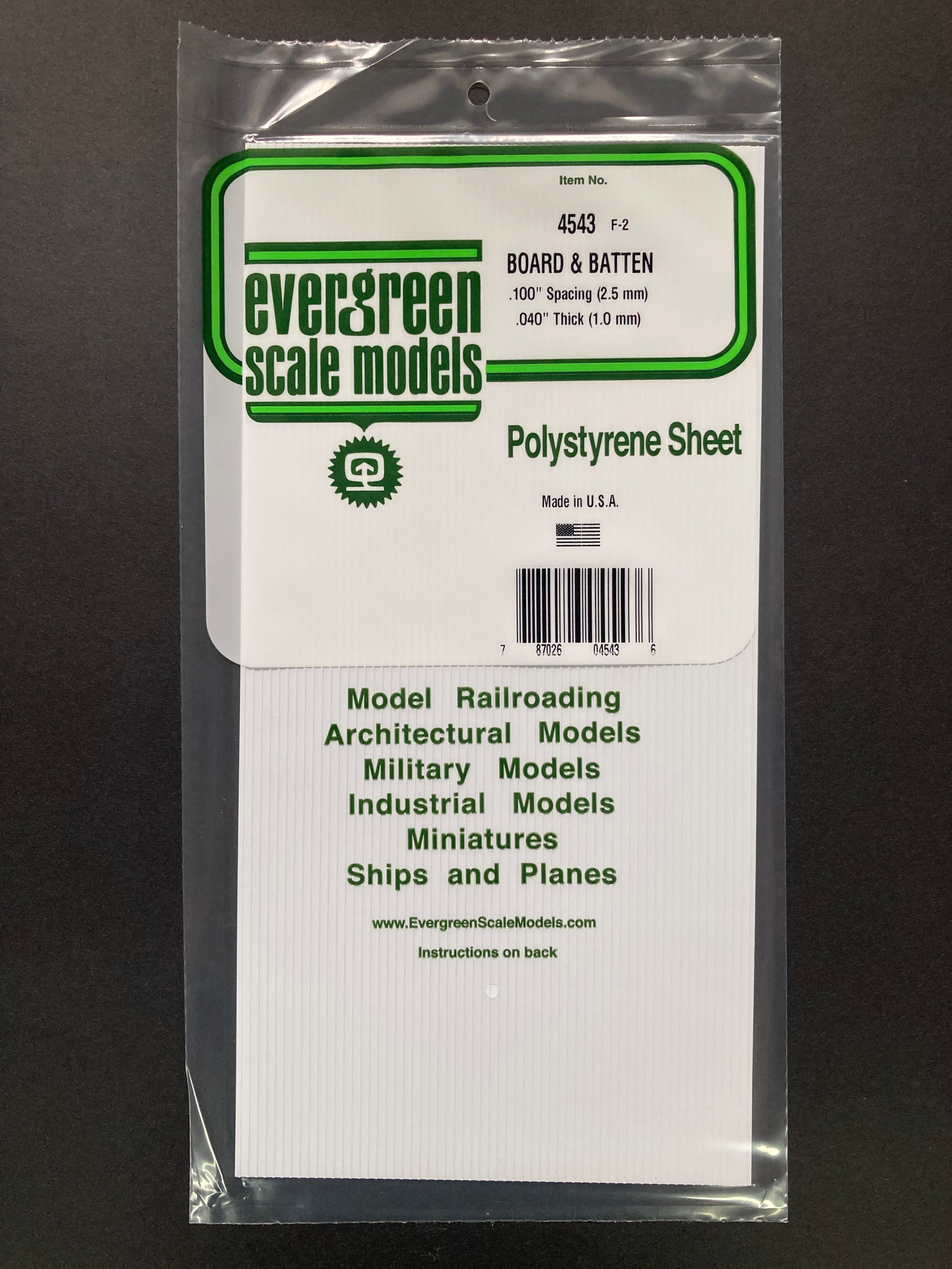 2.5 mm Spacing Opaque White Polystyrene Board & Batten Siding Sheet (1 Piece) Item No: 4543