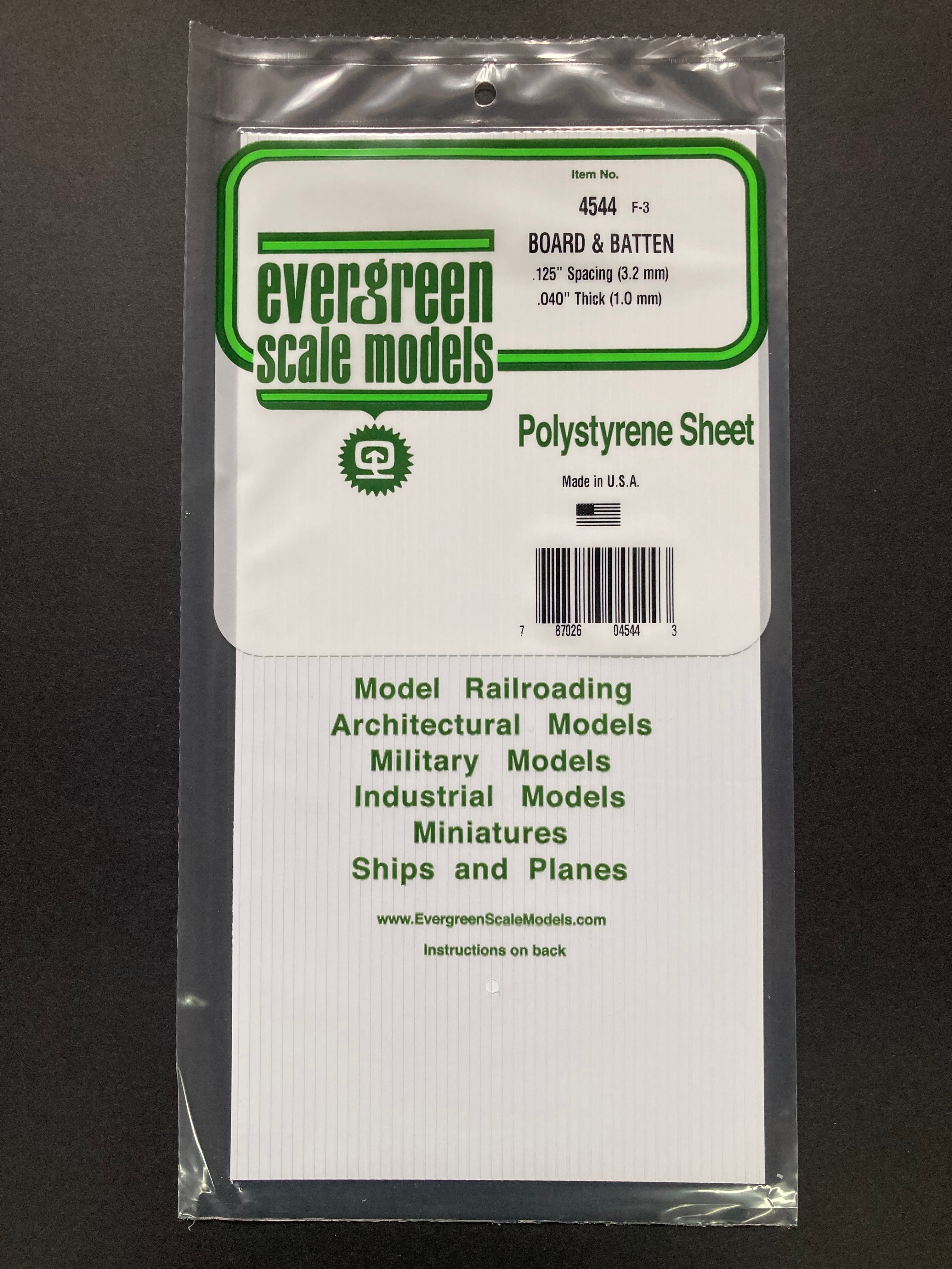 3.2 mm Spacing Opaque White Polystyrene Board & Batten Siding Sheet (1 Piece) Item No: 4544