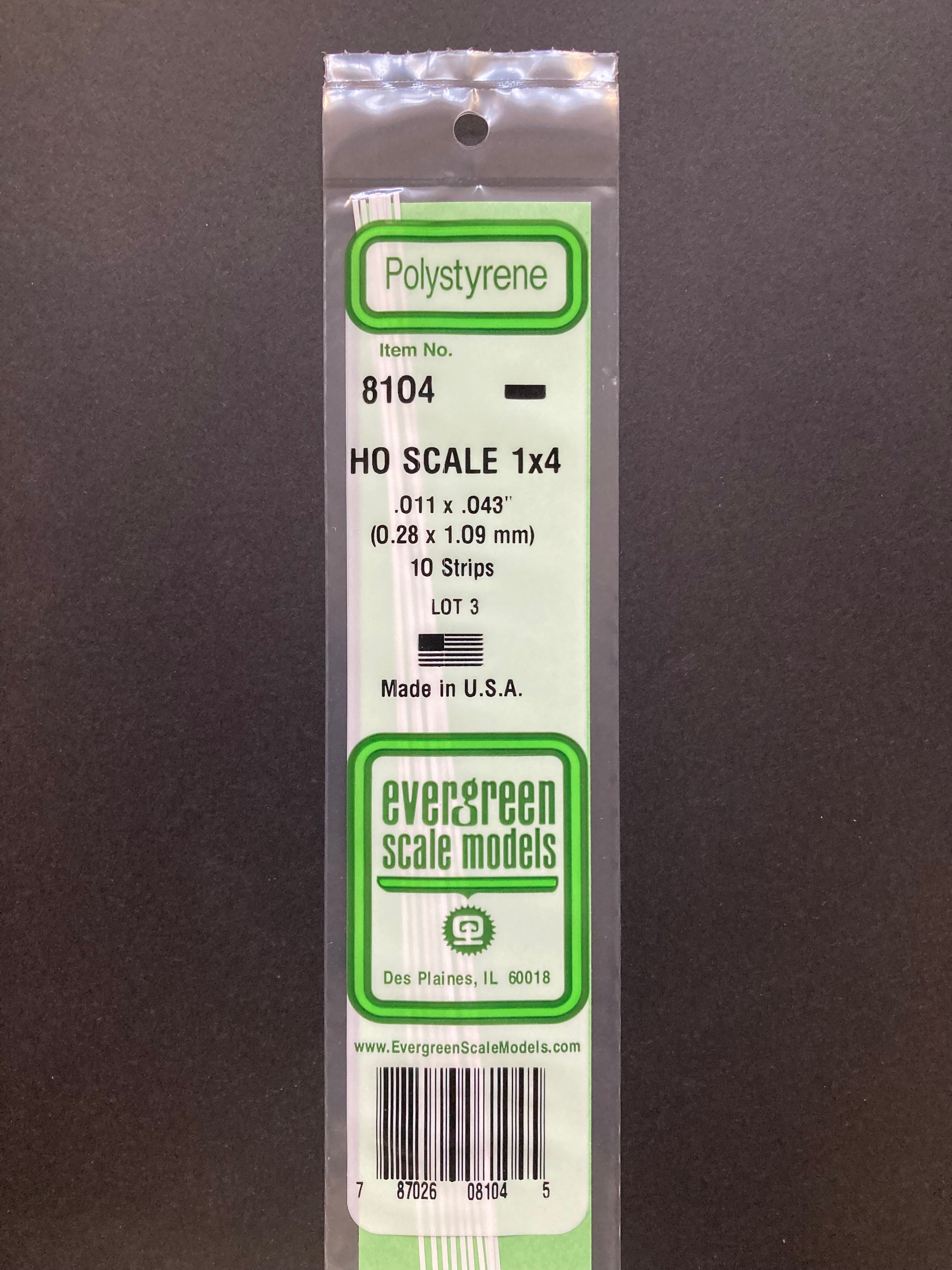 0.28 x 1.09 mm Opaque White HO Scale Polystyrene Strips (10 Strips) Item No: 8104