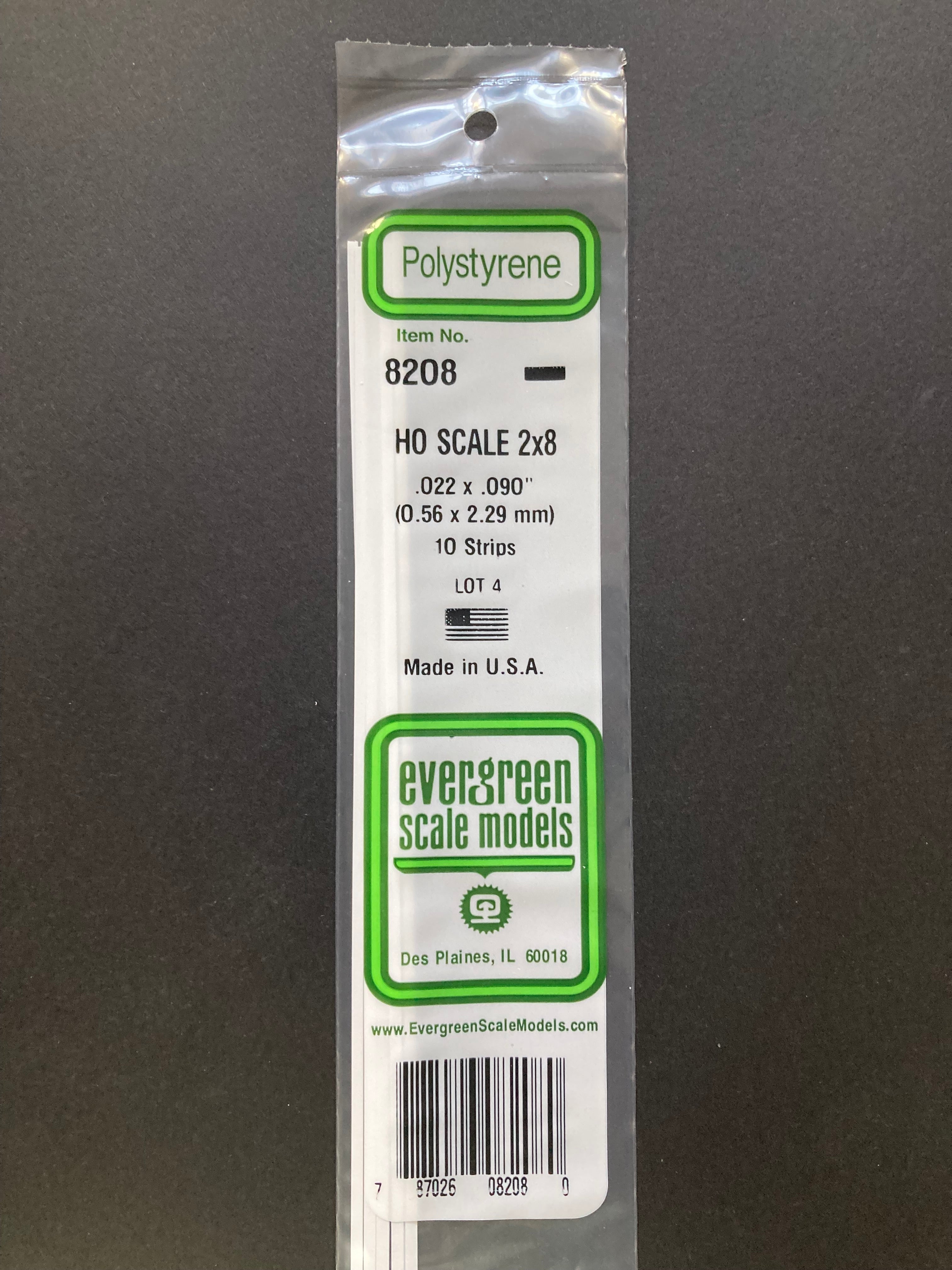 0.56 x 2.29 mm Opaque White HO Scale Polystyrene Strips (10 Strips) Item No: 8208