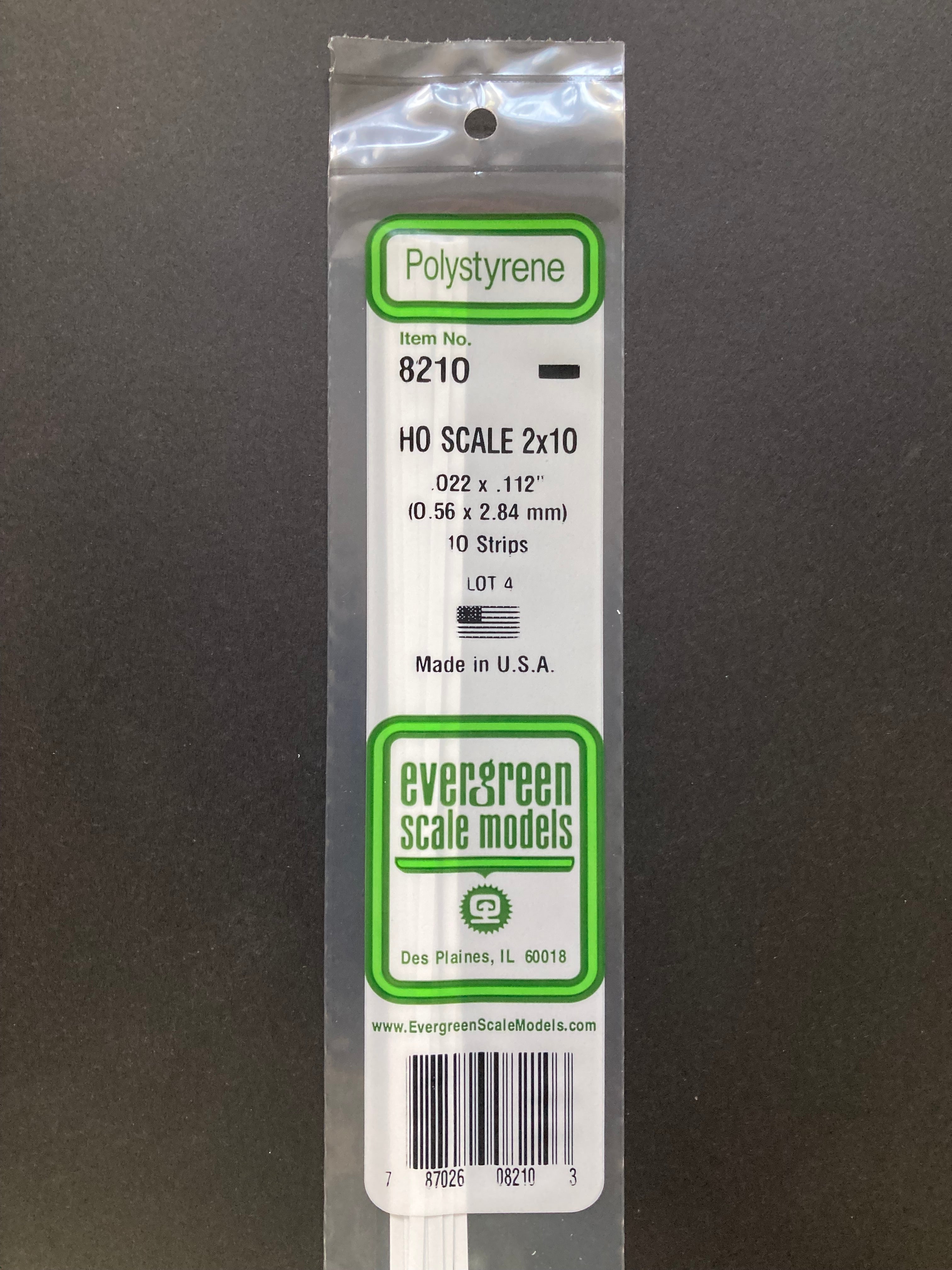 0.56 x 2.84 mm Opaque White HO Scale Polystyrene Strips (10 Strips) Item No: 8210