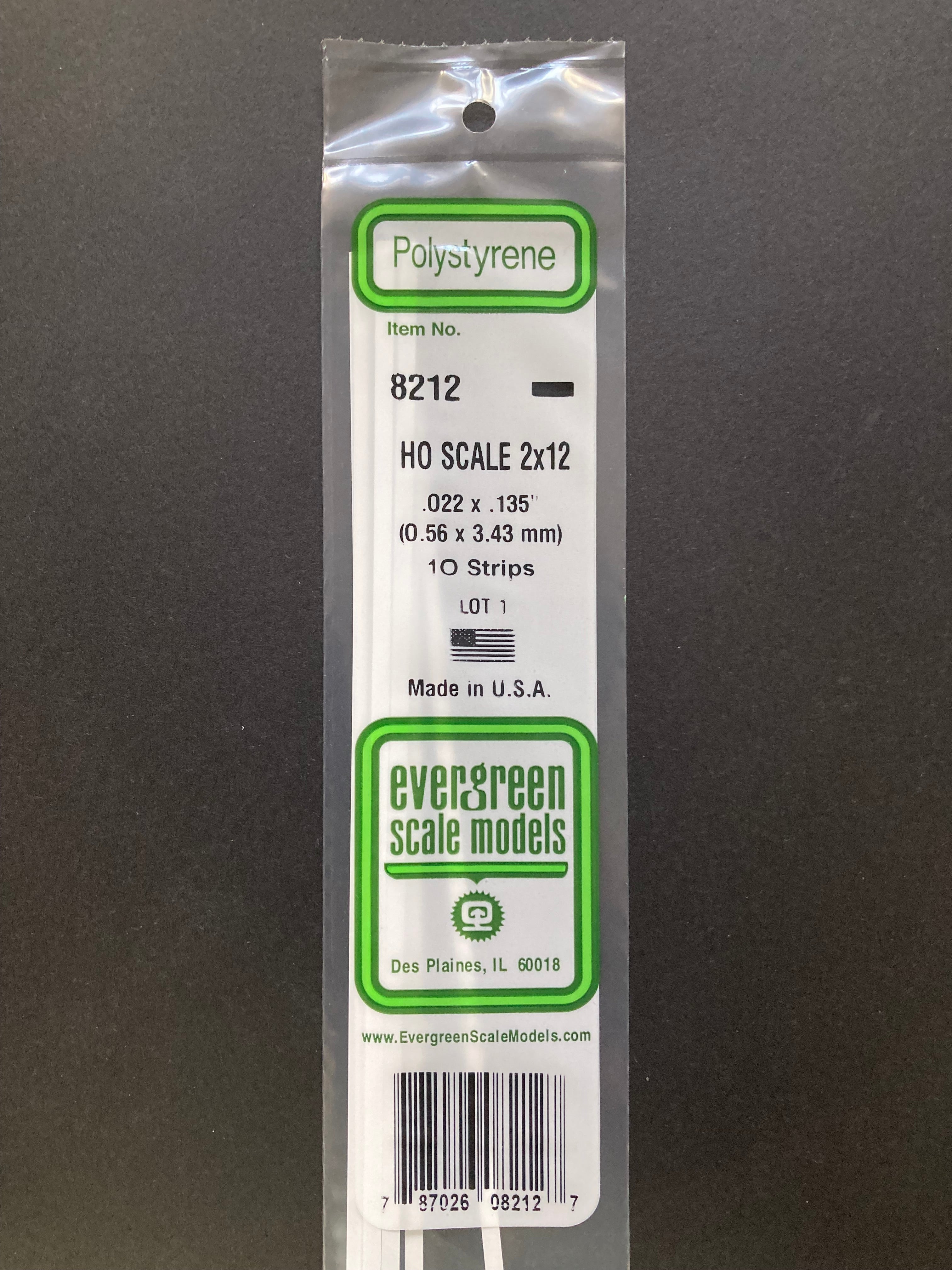 0.56 x 3.43 mm Opaque White HO Scale Polystyrene Strips (10 Strips) Item No: 8212