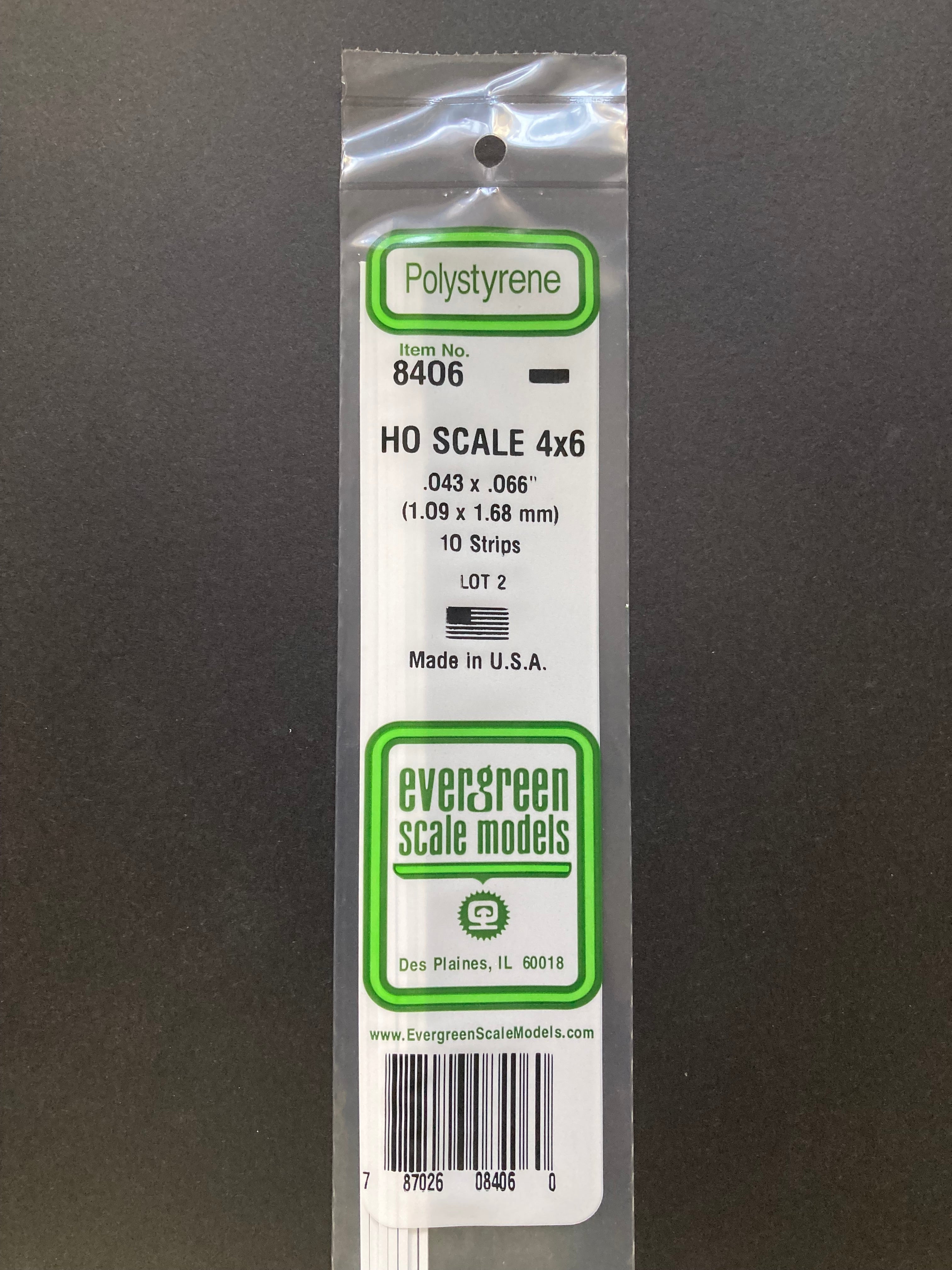 1.09 x 1.68 mm Opaque White HO Scale Polystyrene Strips (10 Strips) Item No: 8406