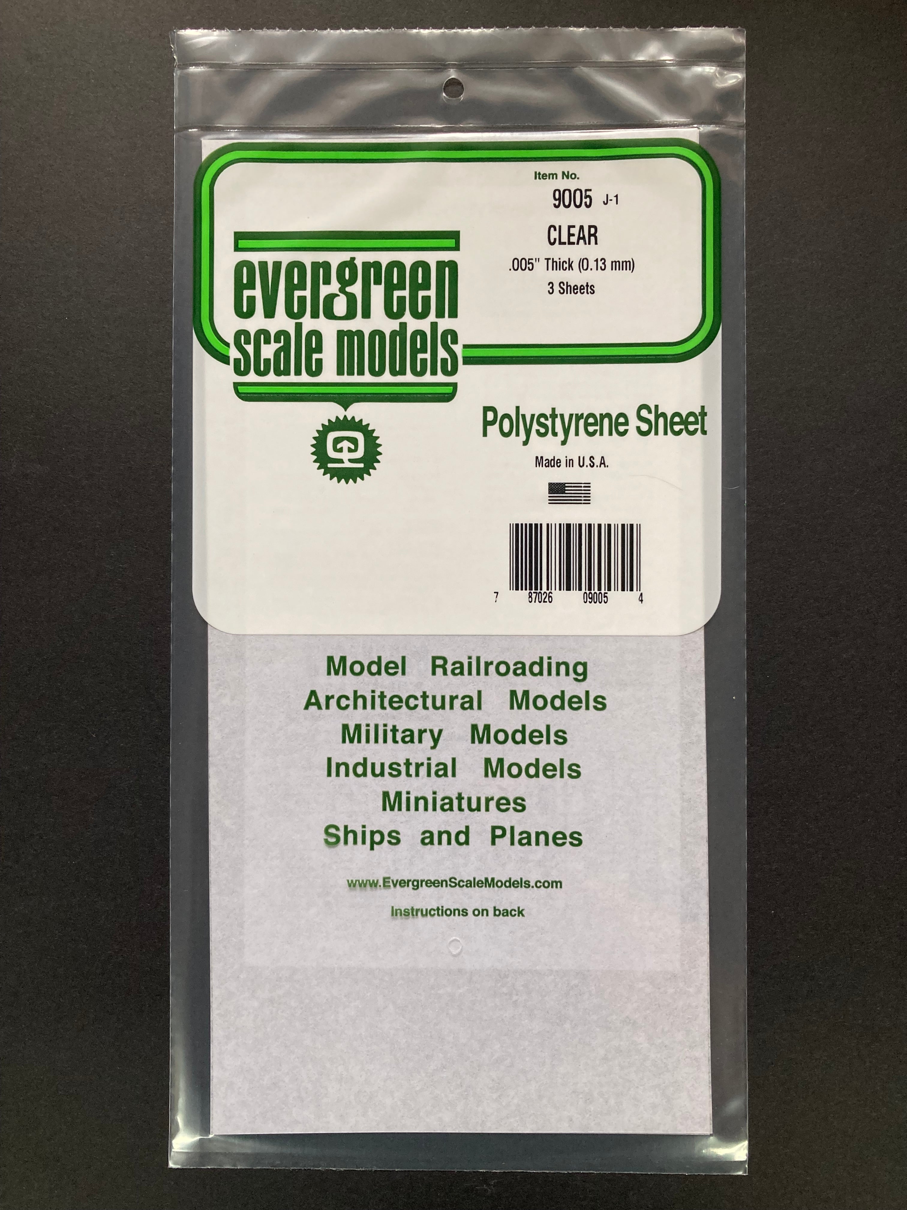 0.13 mm Clear Oriented Polystyrene Plain Sheet (3 Sheets) Item No: 9005