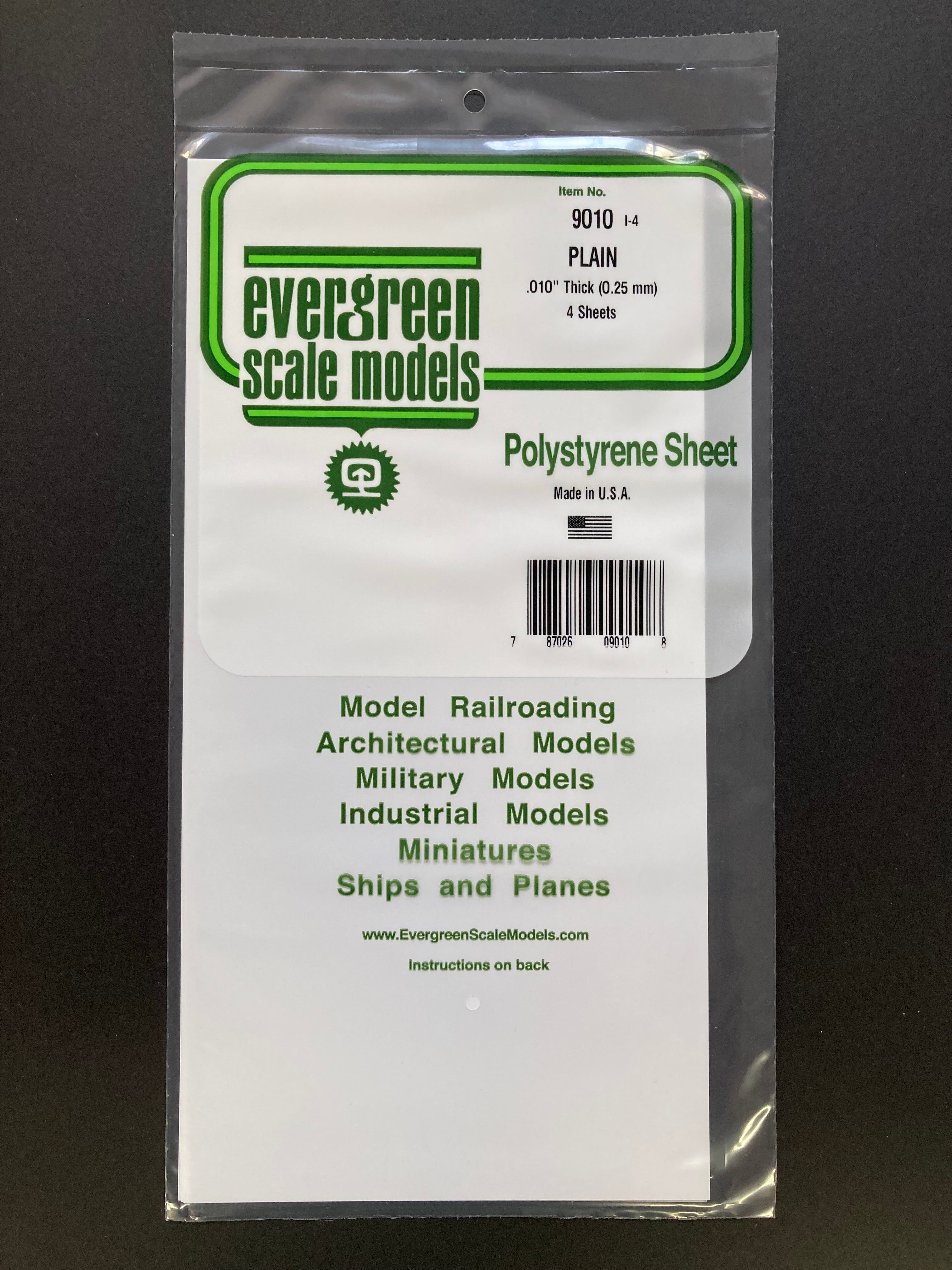 0.25 mm Plain Opaque White Polystyrene Sheet (4 Sheets) Item No: 9010