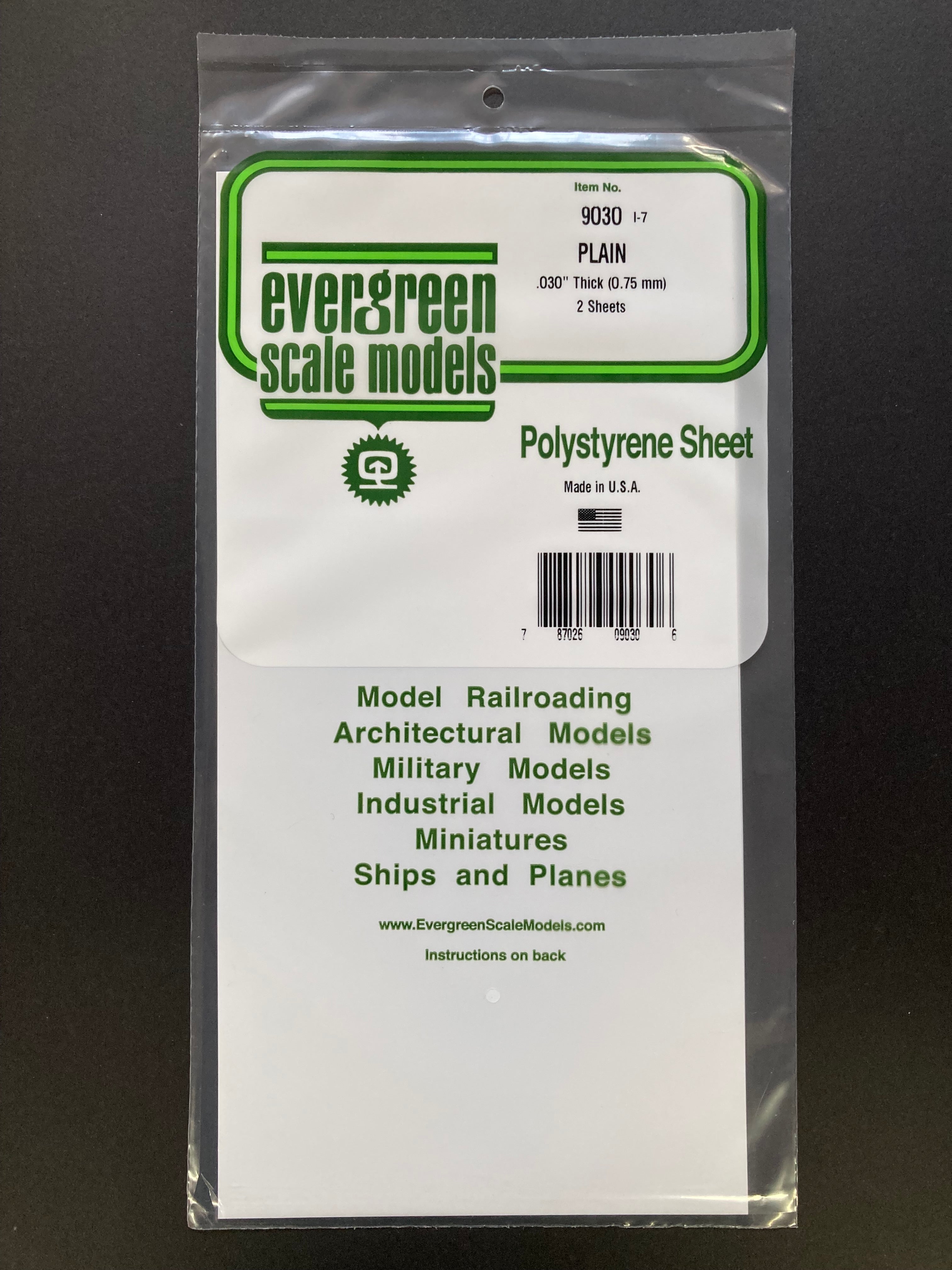 0.75 mm Plain Opaque White Polystyrene Sheet (2 Sheets) Item No: 9030