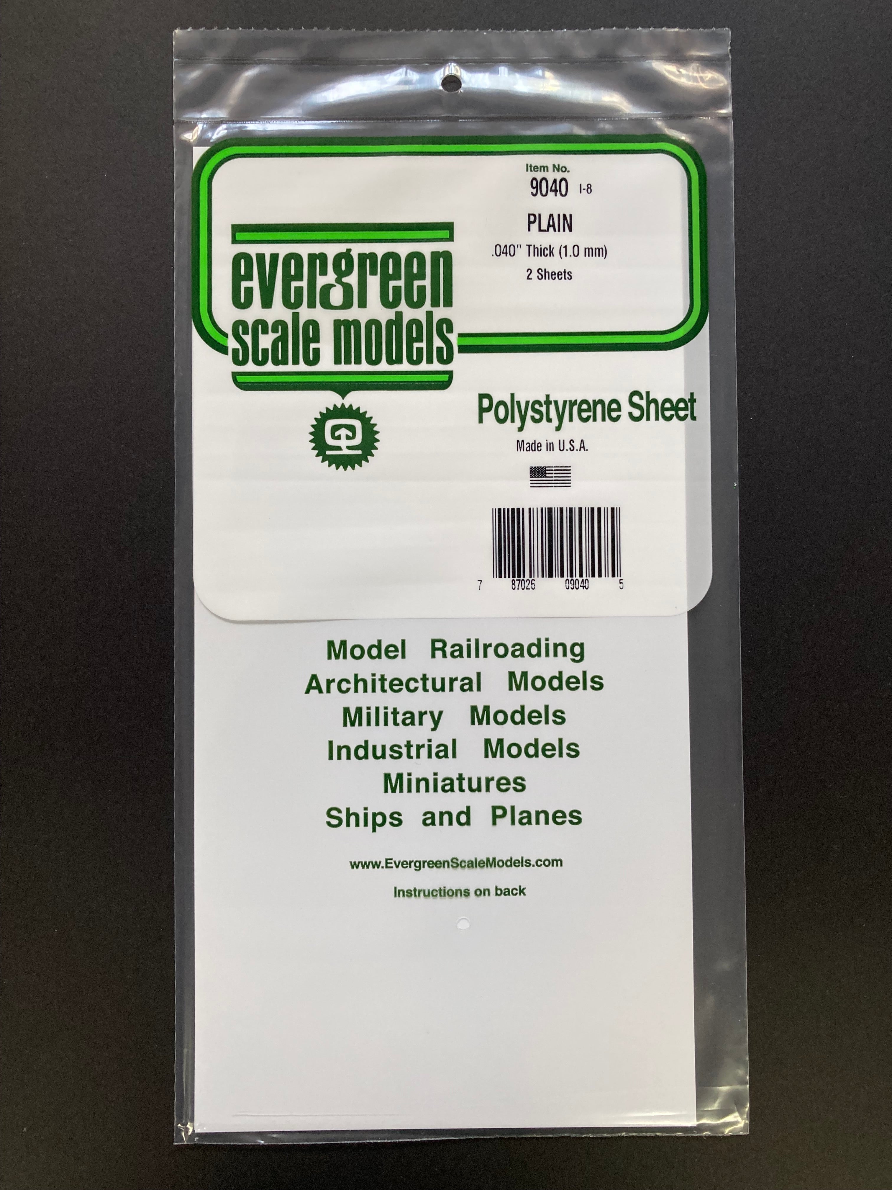 1.0 mm Plain Opaque White Polystyrene Sheet (2 Sheets) Item No: 9040