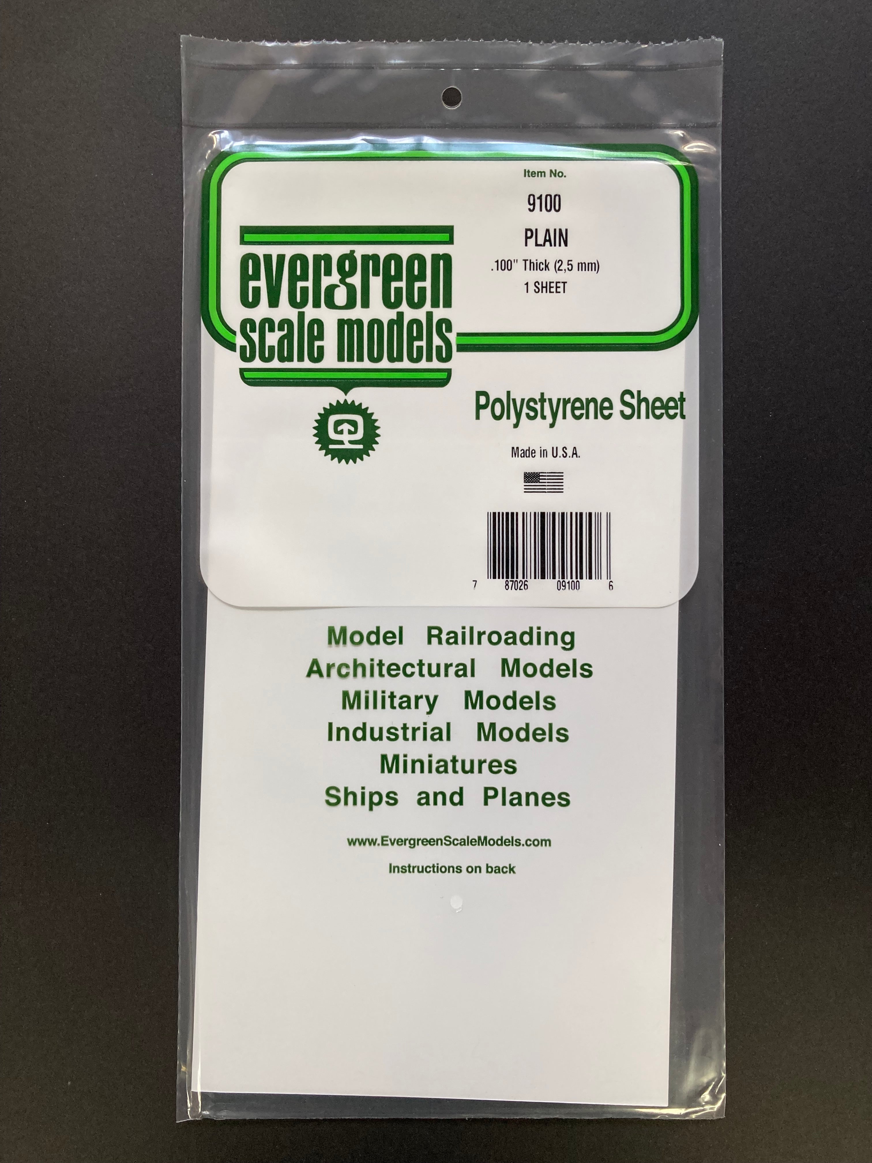 2.5 mm Plain Opaque White Polystyrene Sheet (1 Sheet) Item No: 9100