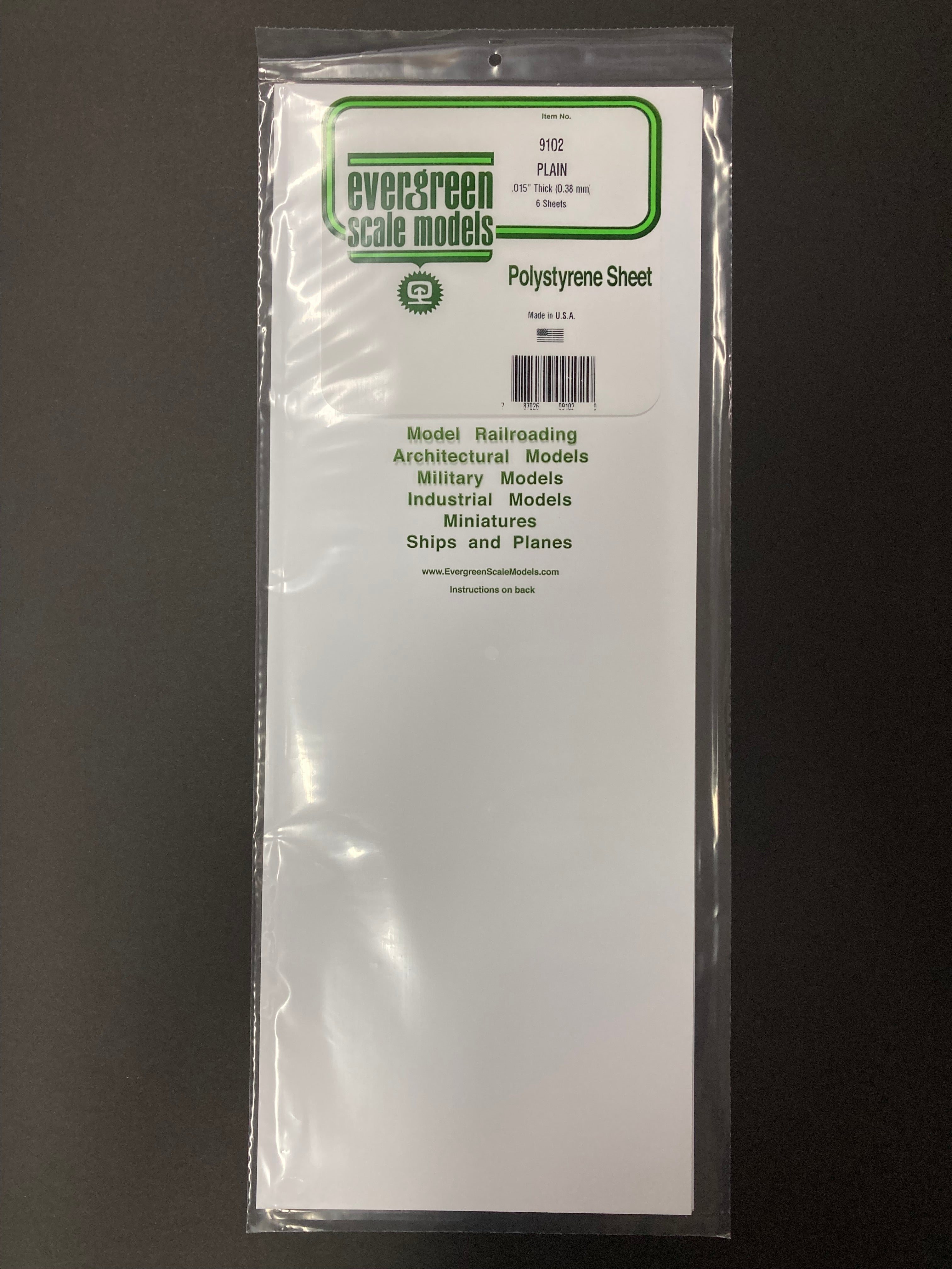 0.38 mm Opaque White Polystyrene Plain Sheet (6 Sheets) Item No: 9102