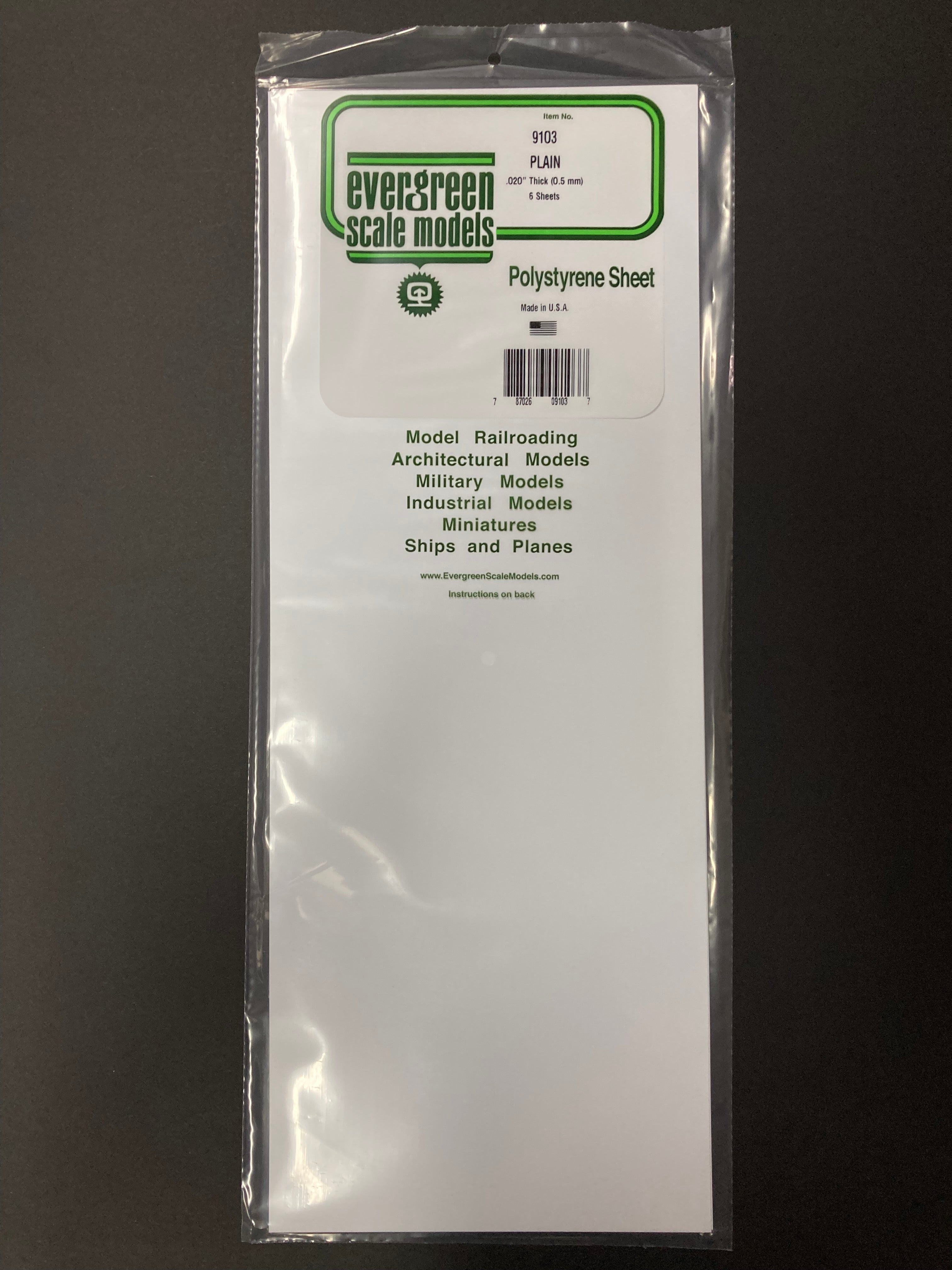 0.5 mm Opaque White Polystyrene Plain Sheet (6 Sheets) Item No: 9103