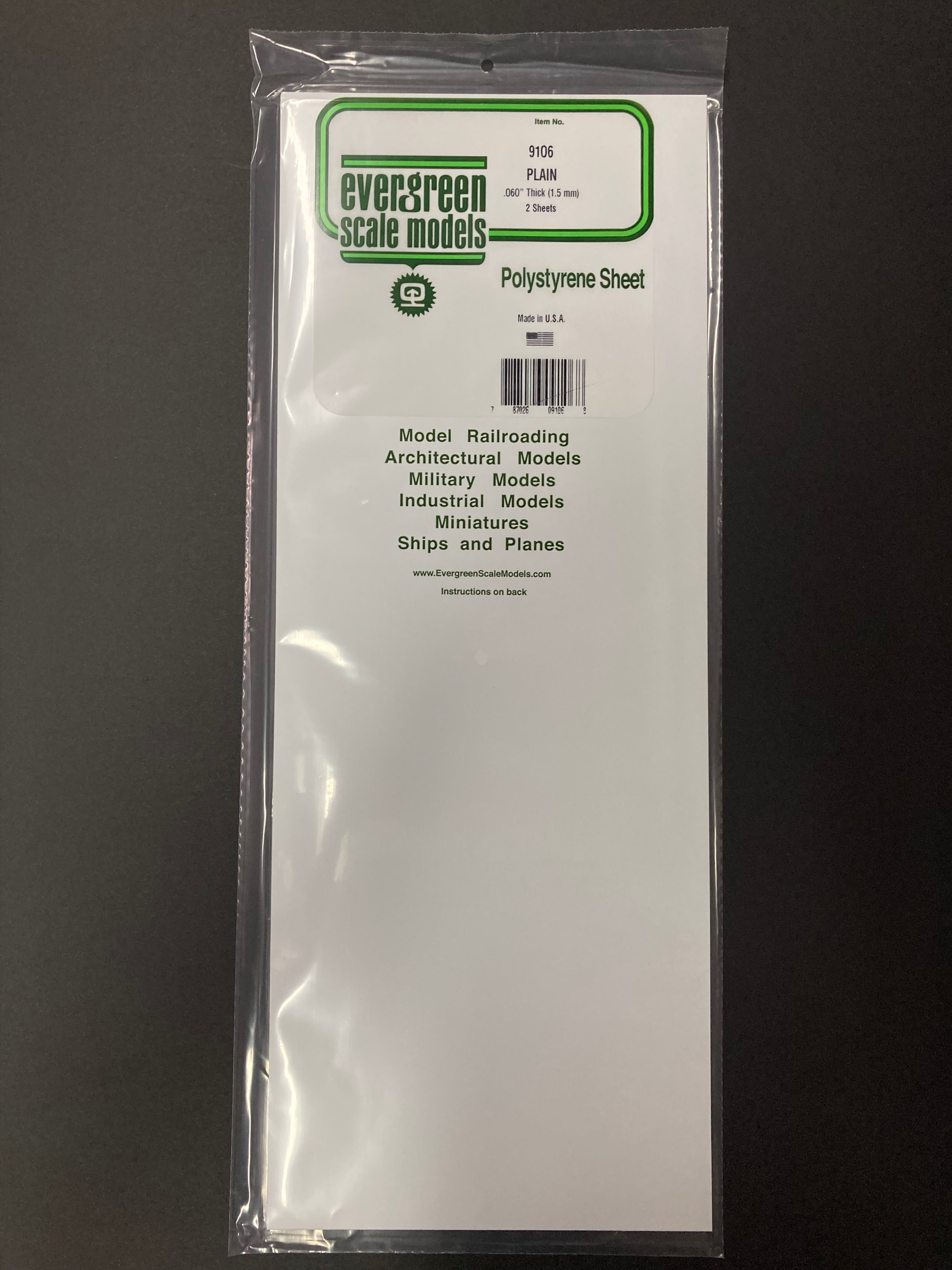 1.5 mm Opaque White Polystyrene Plain Sheet (2 Sheets) Item No: 9106