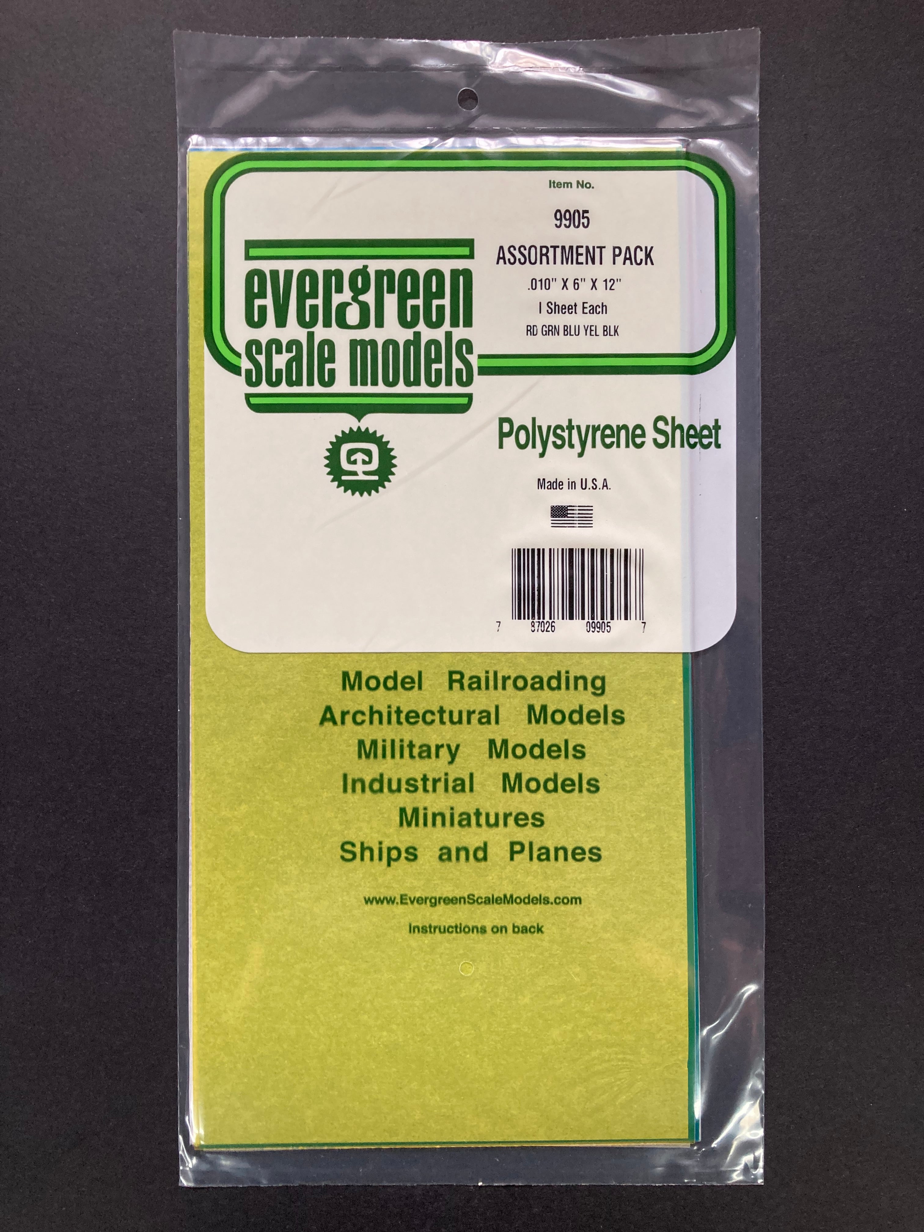 0.25 mm Combo Transparent Colored Oriented Polystyrene Plain Sheet (5 Sheets) Item No: 9905