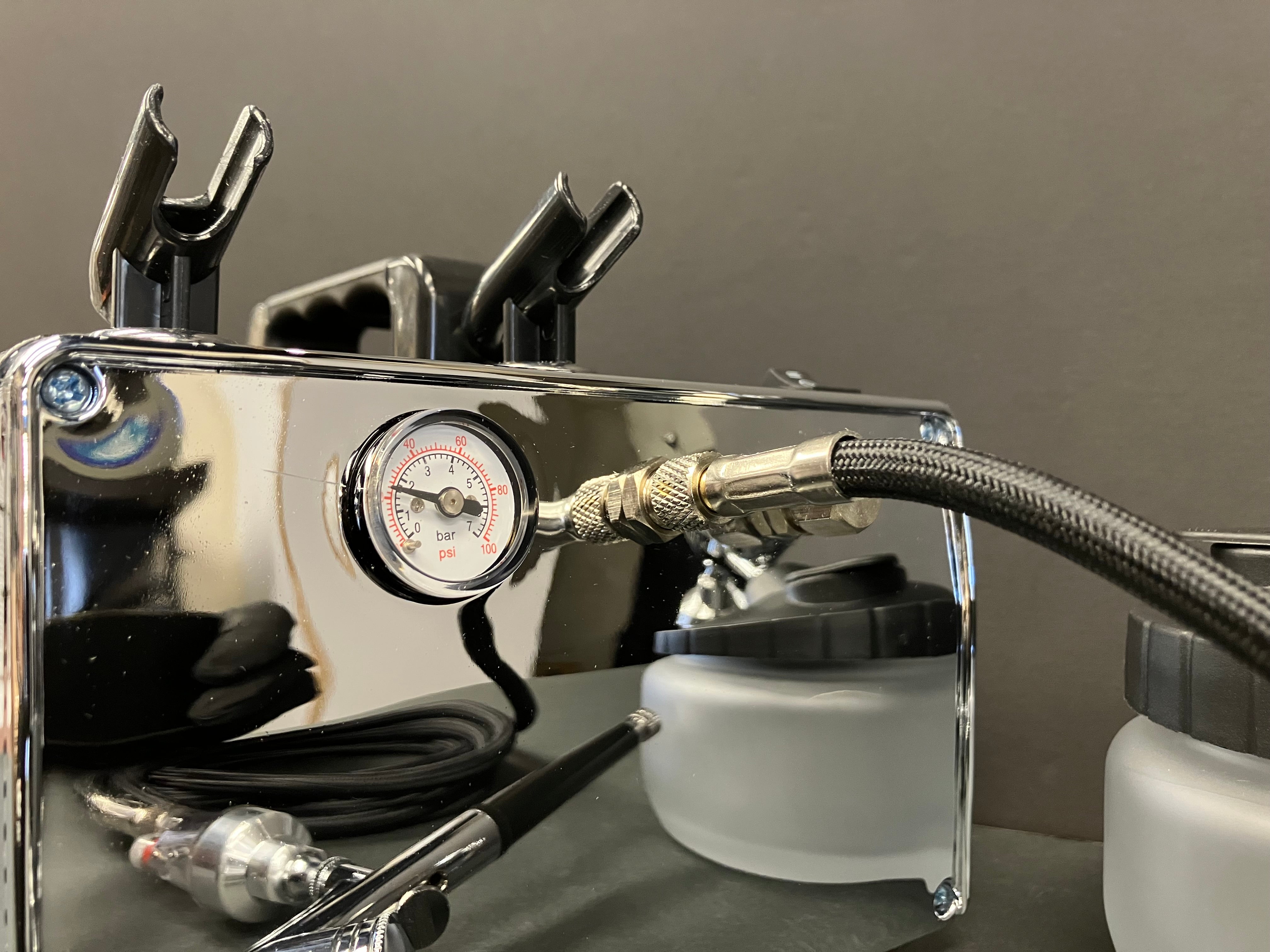 Portable Compressor with 0.3 mm Dual Action Airbrush Signature Black Version HS-317ACKF [Non Battery Operated]