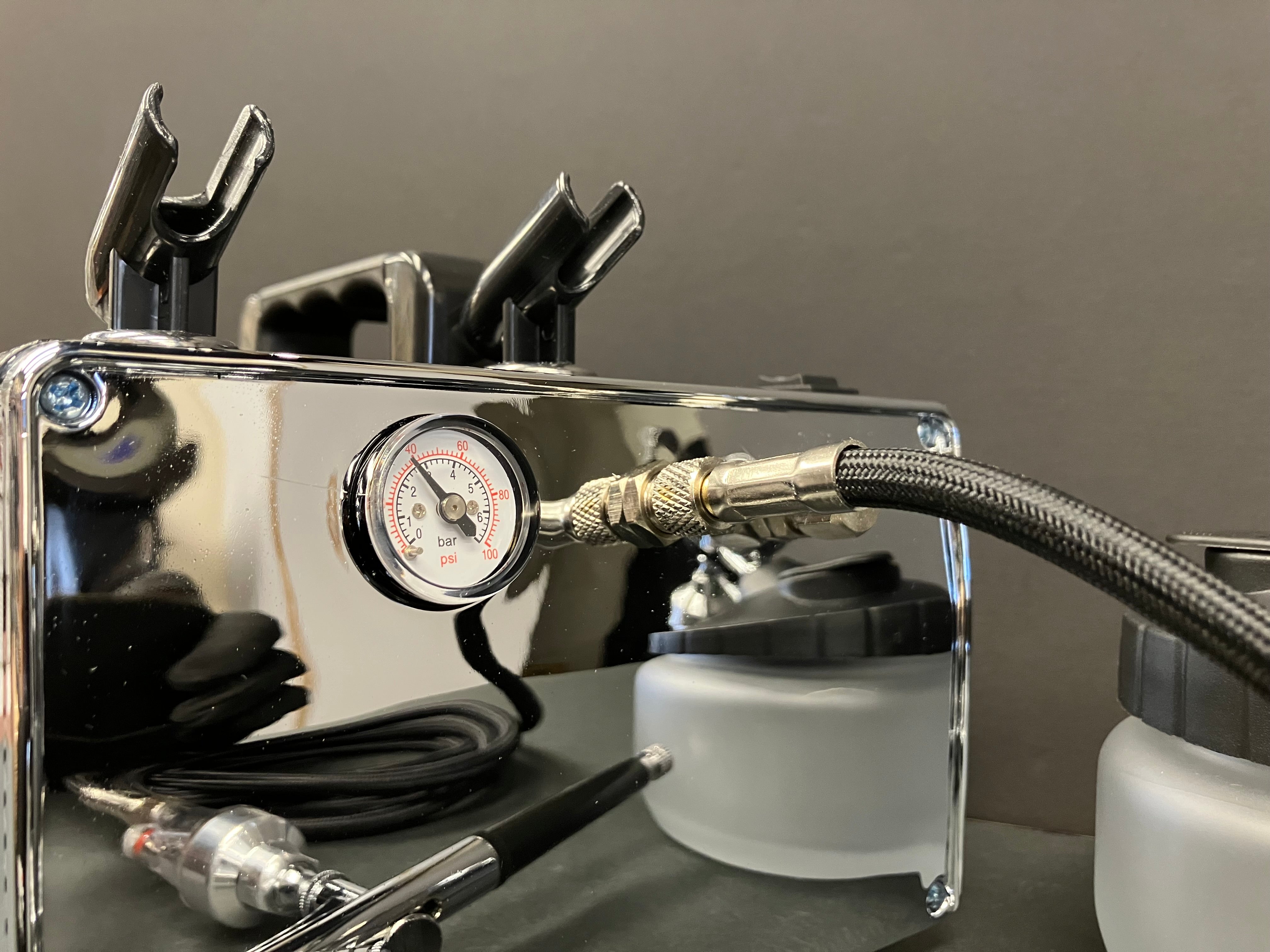 Portable Compressor with 0.3 mm Dual Action Airbrush Signature Black Version HS-317ACKF [Non Battery Operated]