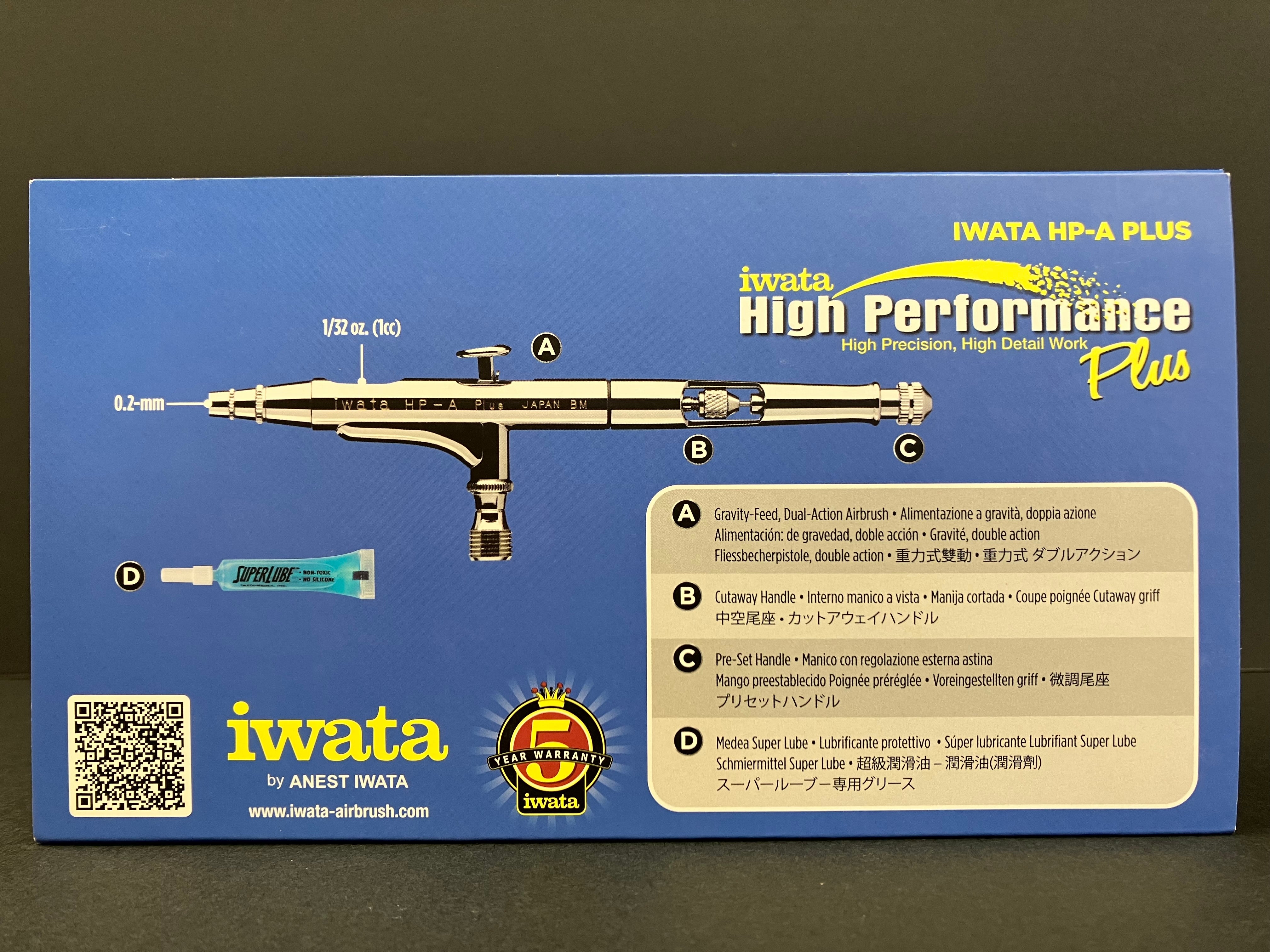 High Performance HP-A Plus Gravity Feed 0.2 mm Dual Action Airbrush HP-AP H 1001