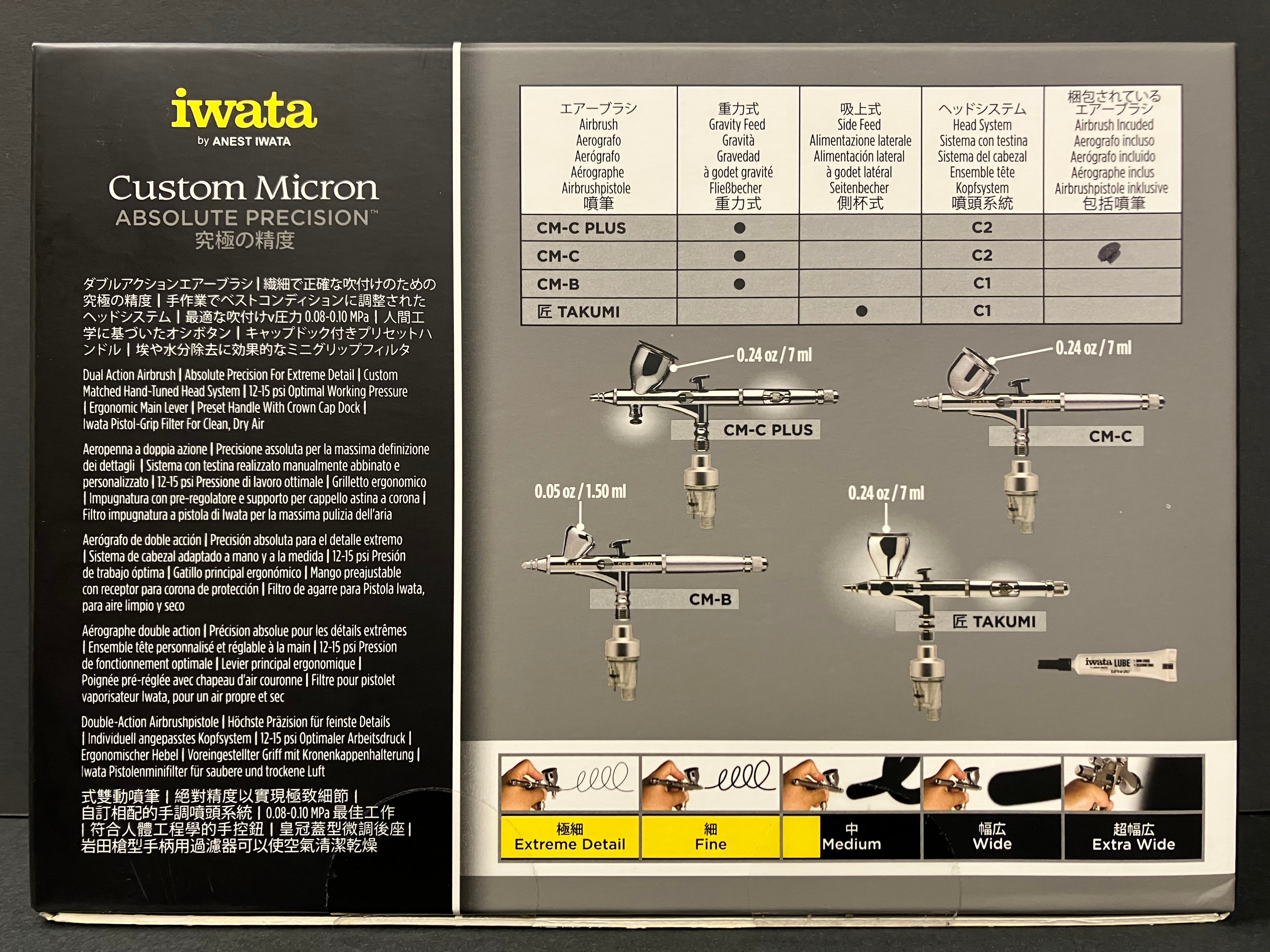 Custom Micron CM-C Gravity Feed 0.23 mm Dual Action Airbrush CM-C2 ICM 4002 [新包裝]