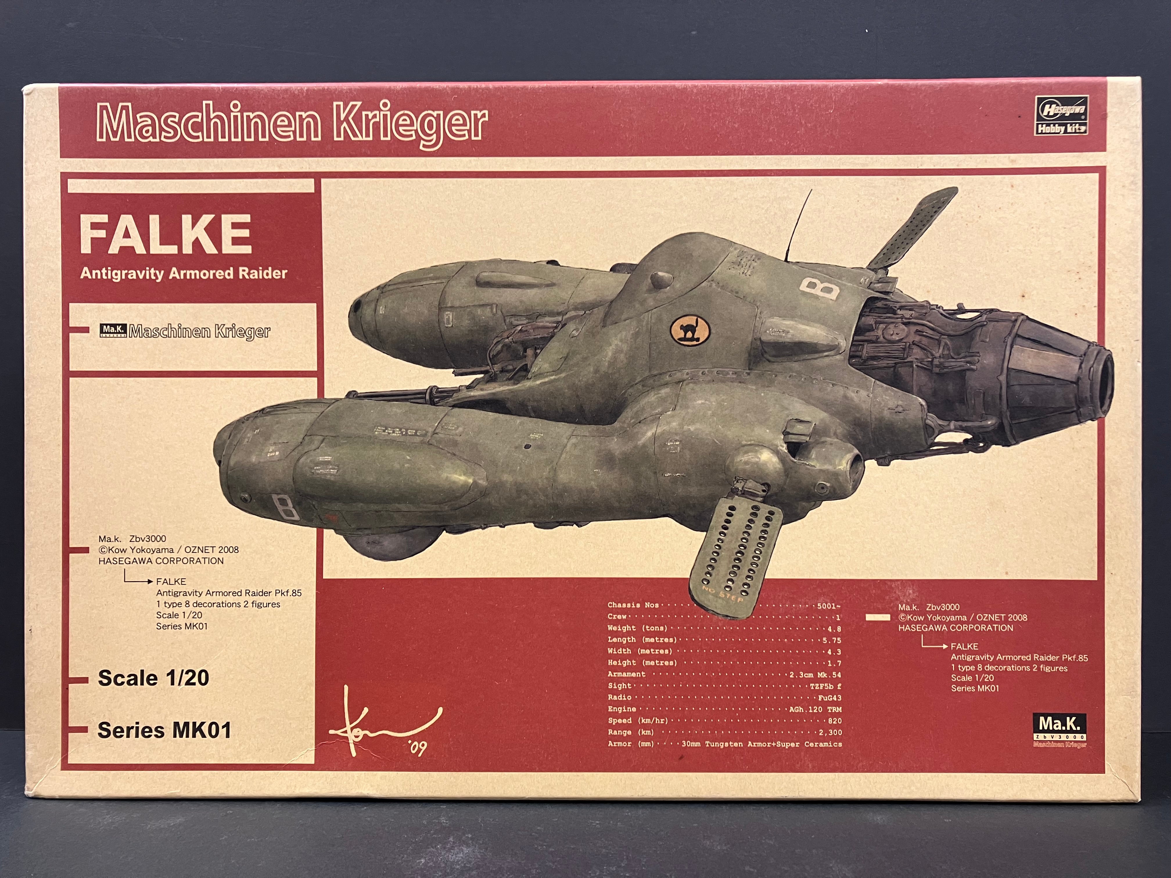 Maschinen Krieger (Ma.K ZBV3000) Series No. MK01 1/20 Scale Falke Antigravity Armored Raider Pkf.85 [反重力装甲戦闘機 Pkf.85 ファルケ]