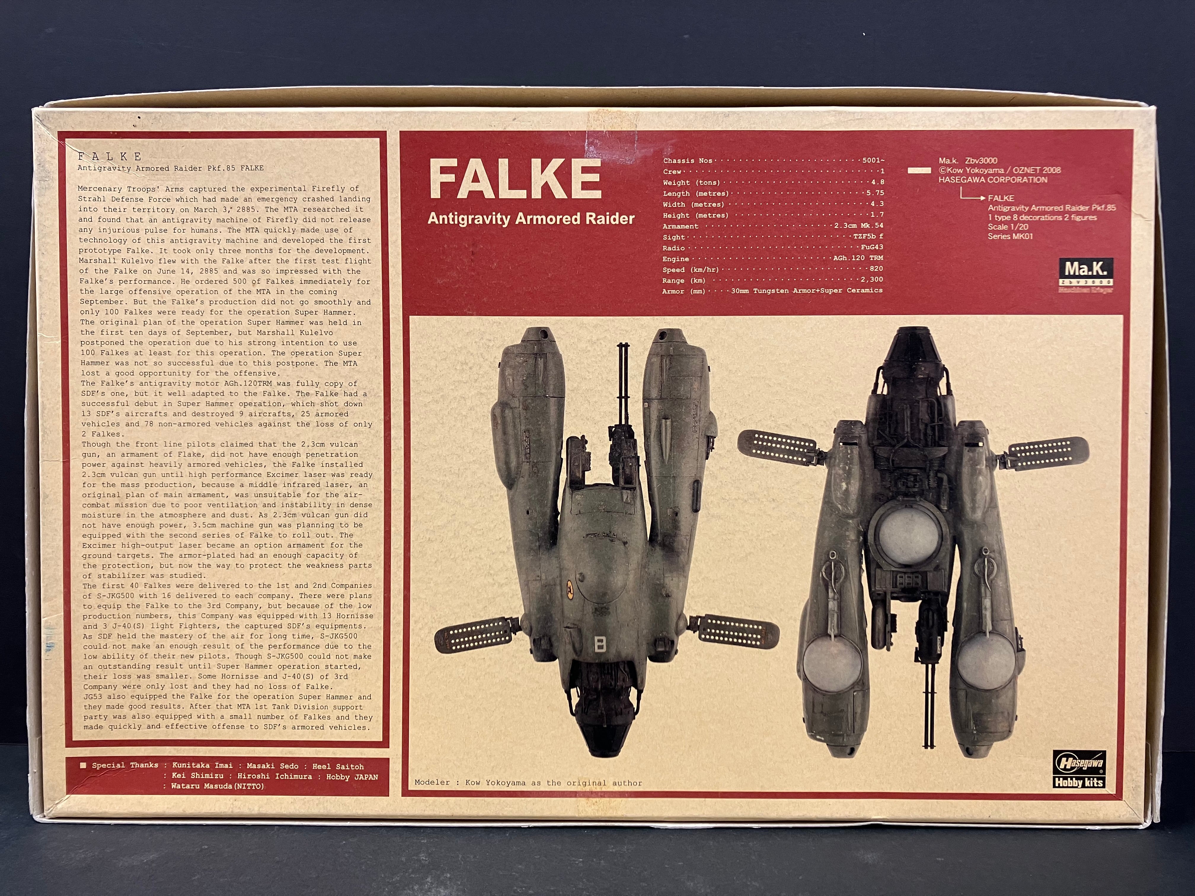 Maschinen Krieger (Ma.K ZBV3000) Series No. MK01 1/20 Scale Falke Antigravity Armored Raider Pkf.85 [反重力装甲戦闘機 Pkf.85 ファルケ]
