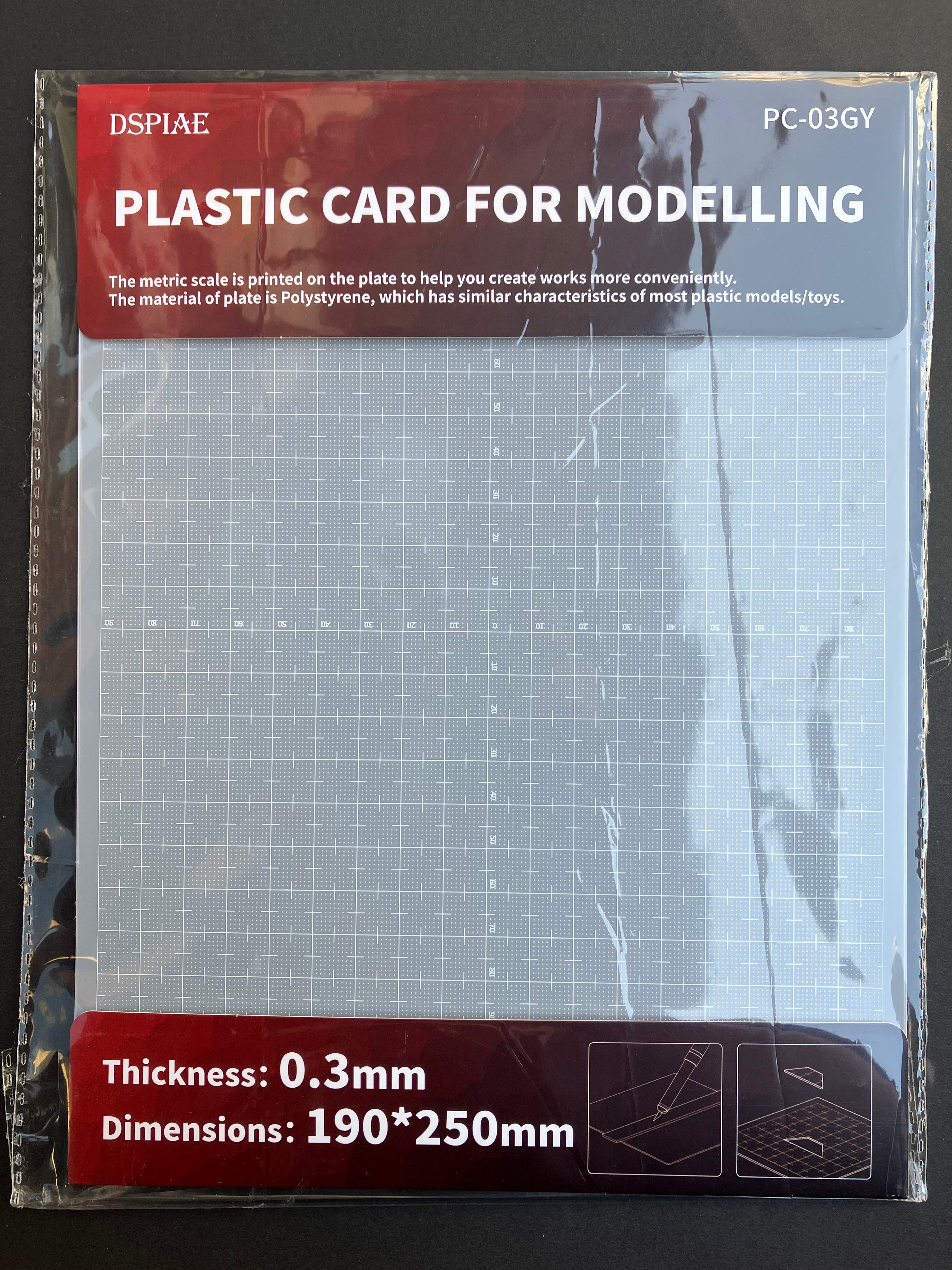 0.3 mm HIPS Plastic Card with Printed Scale for Modeling 模型改造專用高抗衝聚苯乙烯膠板 PC-03GY