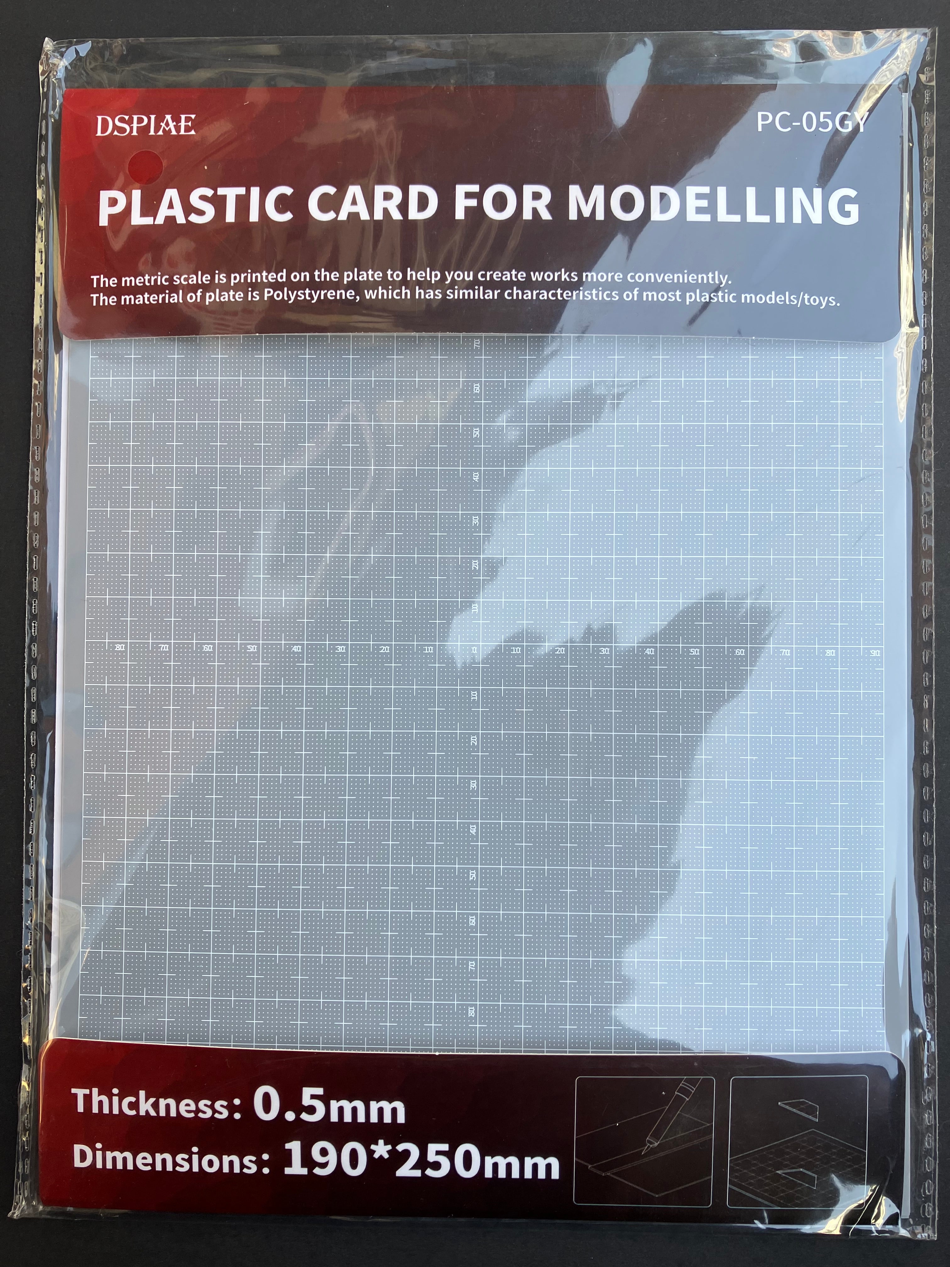 0.5 mm HIPS Plastic Card with Printed Scale for Modeling 模型改造專用高抗衝聚苯乙烯膠板 PC-05GY