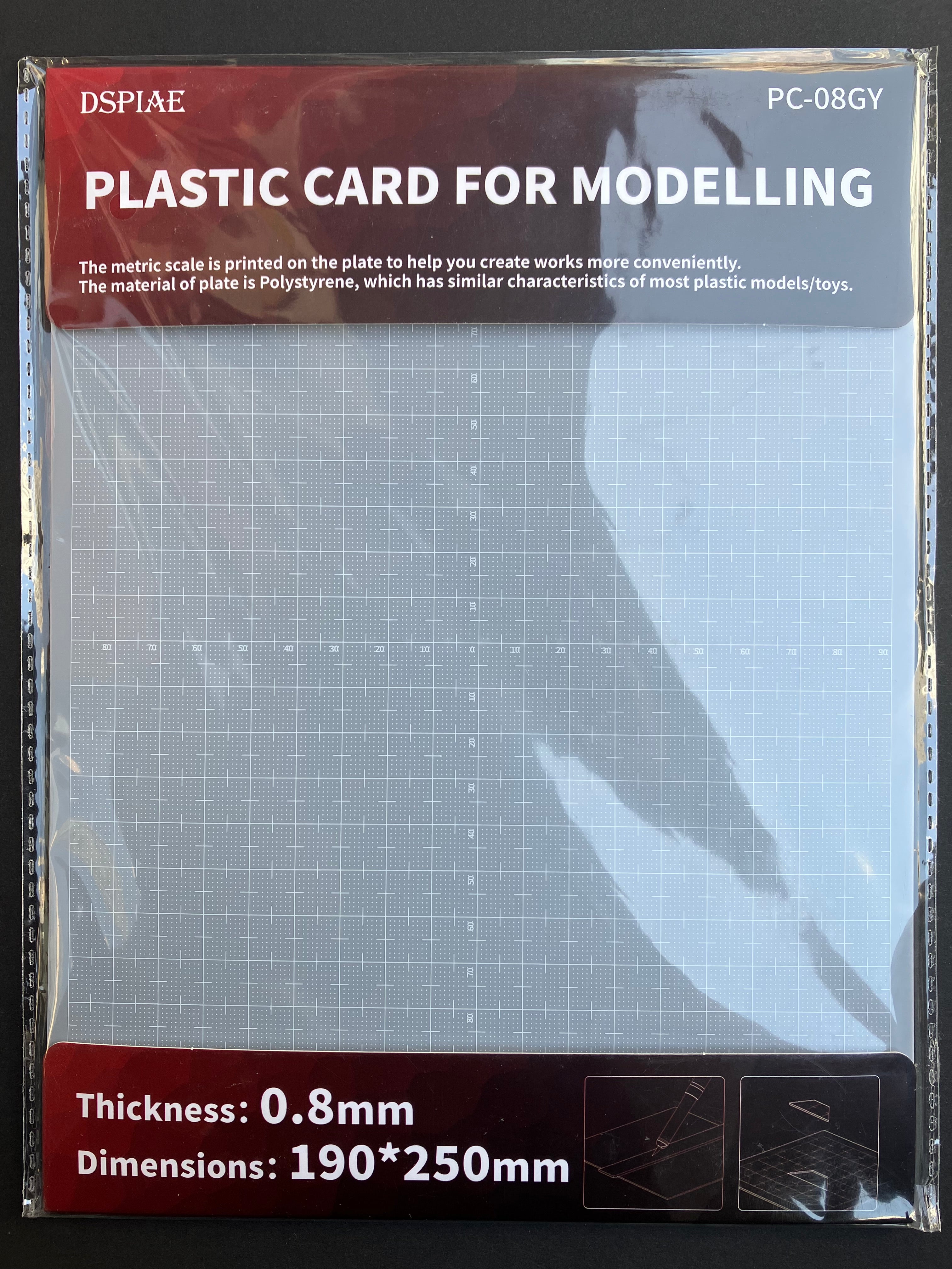 0.8 mm HIPS Plastic Card with Printed Scale for Modeling 模型改造專用高抗衝聚苯乙烯膠板 PC-08GY