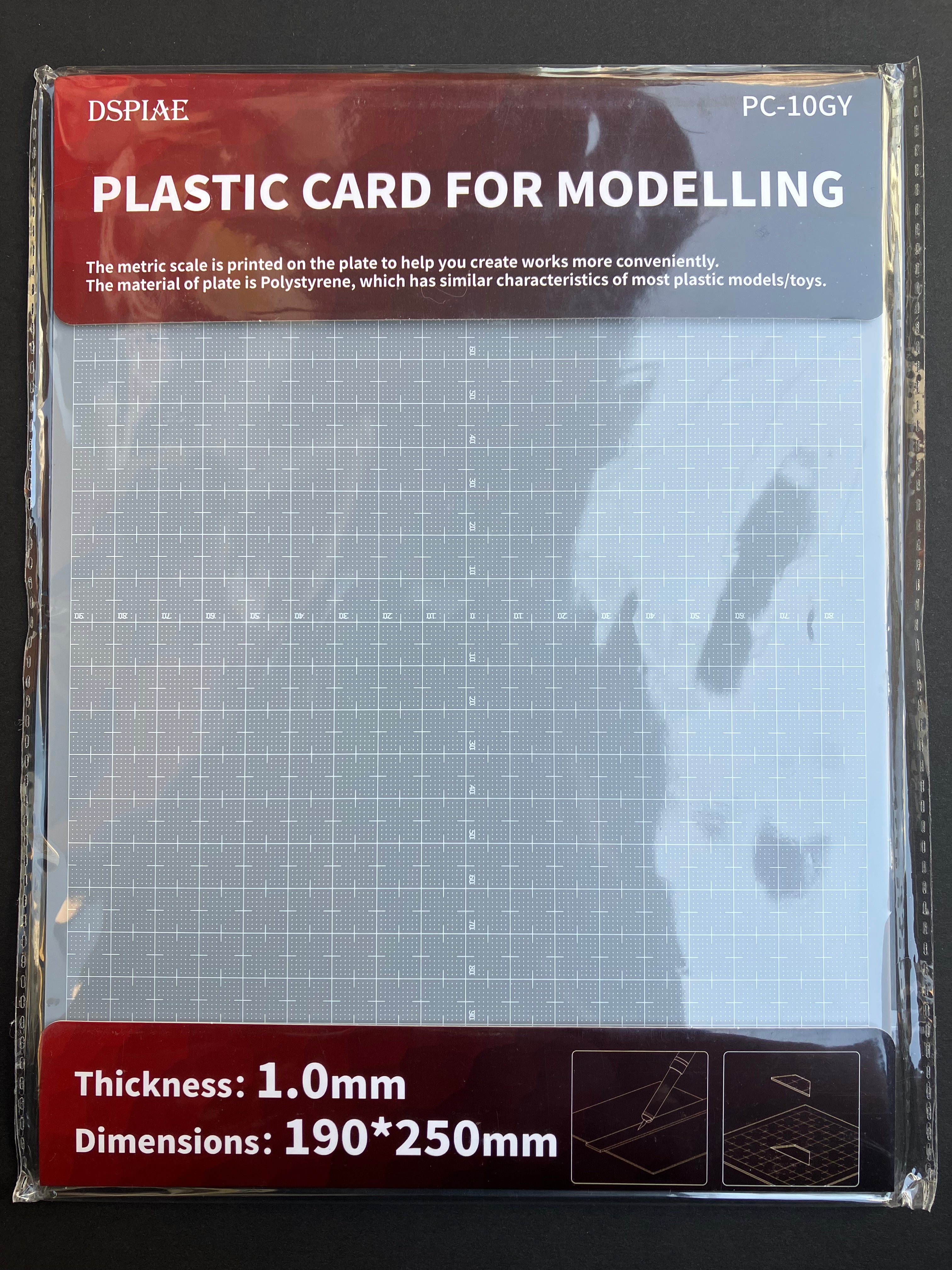 1.0 mm HIPS Plastic Card with Printed Scale for Modeling 模型改造專用高抗衝聚苯乙烯膠板 PC-10GY